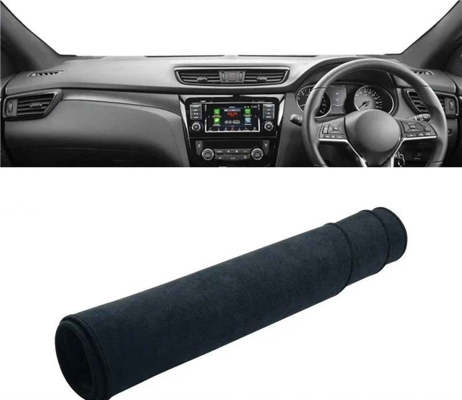 Armaturenbrett Matte Für Nissan Für Qashqai J11 2014 2015 2016 2017 2018 2019 2020 Auto Armaturenbrett Abdeckung Dash Matte Sonnenschutz rutschfeste Pad(B RHD Black) von BWVMVB