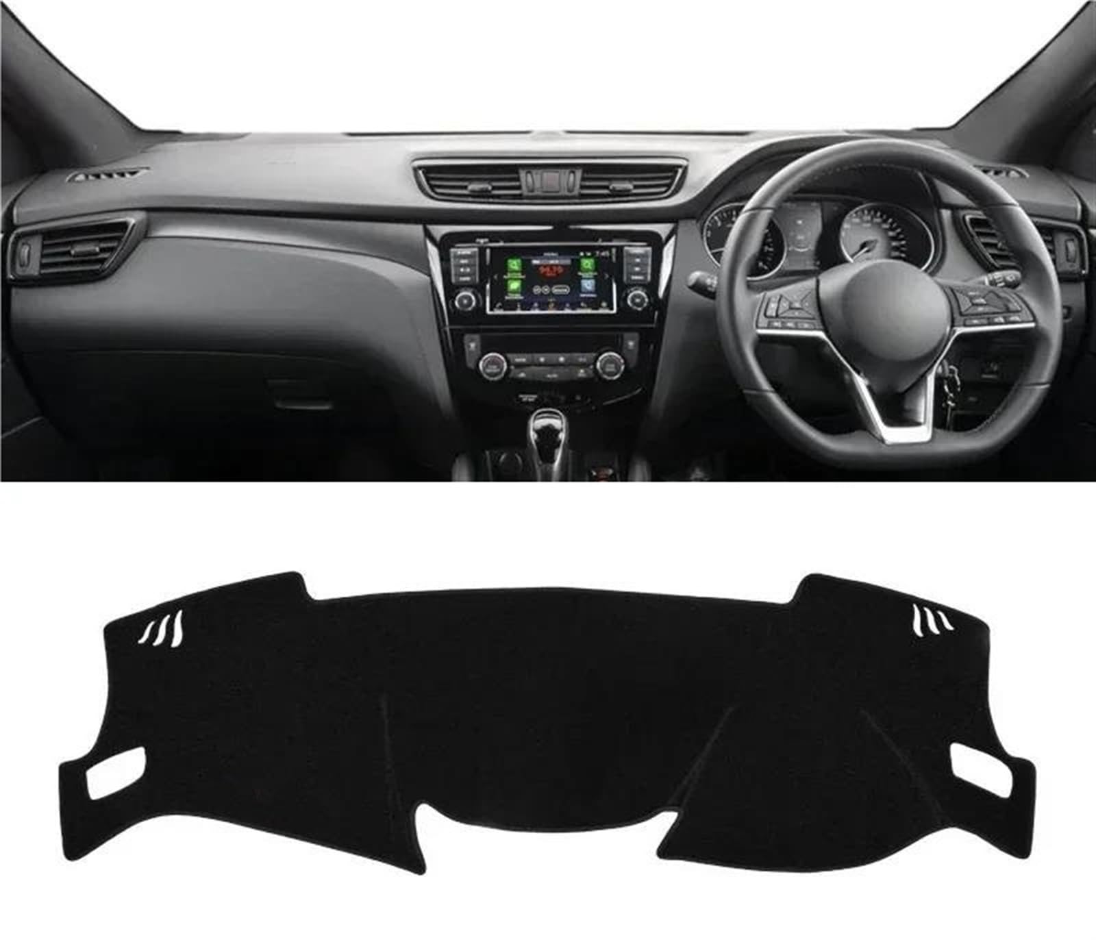 Armaturenbrett Matte Für Nissan Für Qashqai J11 2014 2015 2016 2017 2018 2019 2020 Auto Armaturenbrett Sonnenschutz Abdeckung Matte Instrumententafel Pad(A RHD Black Side) von BWVMVB