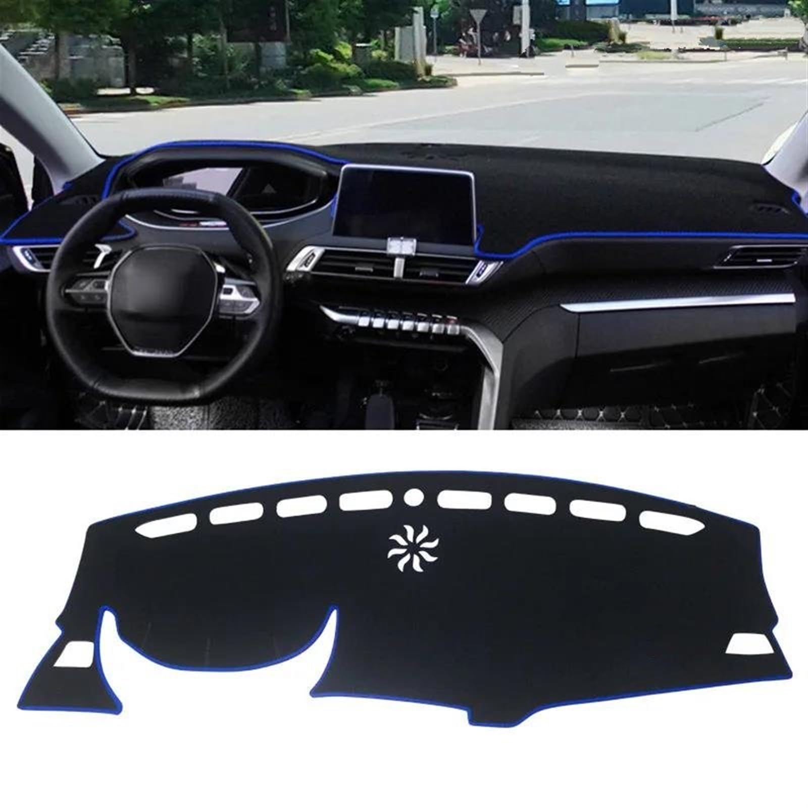 Armaturenbrett Matte Für Peugeot 3008 5008 GT Für Hybrid 2016 2017 2018 2019 2020 2021 2022 2023 Auto Dashboard Abdeckung Matten Instrument Schreibtisch Pad(A LHD Blue Side) von BWVMVB