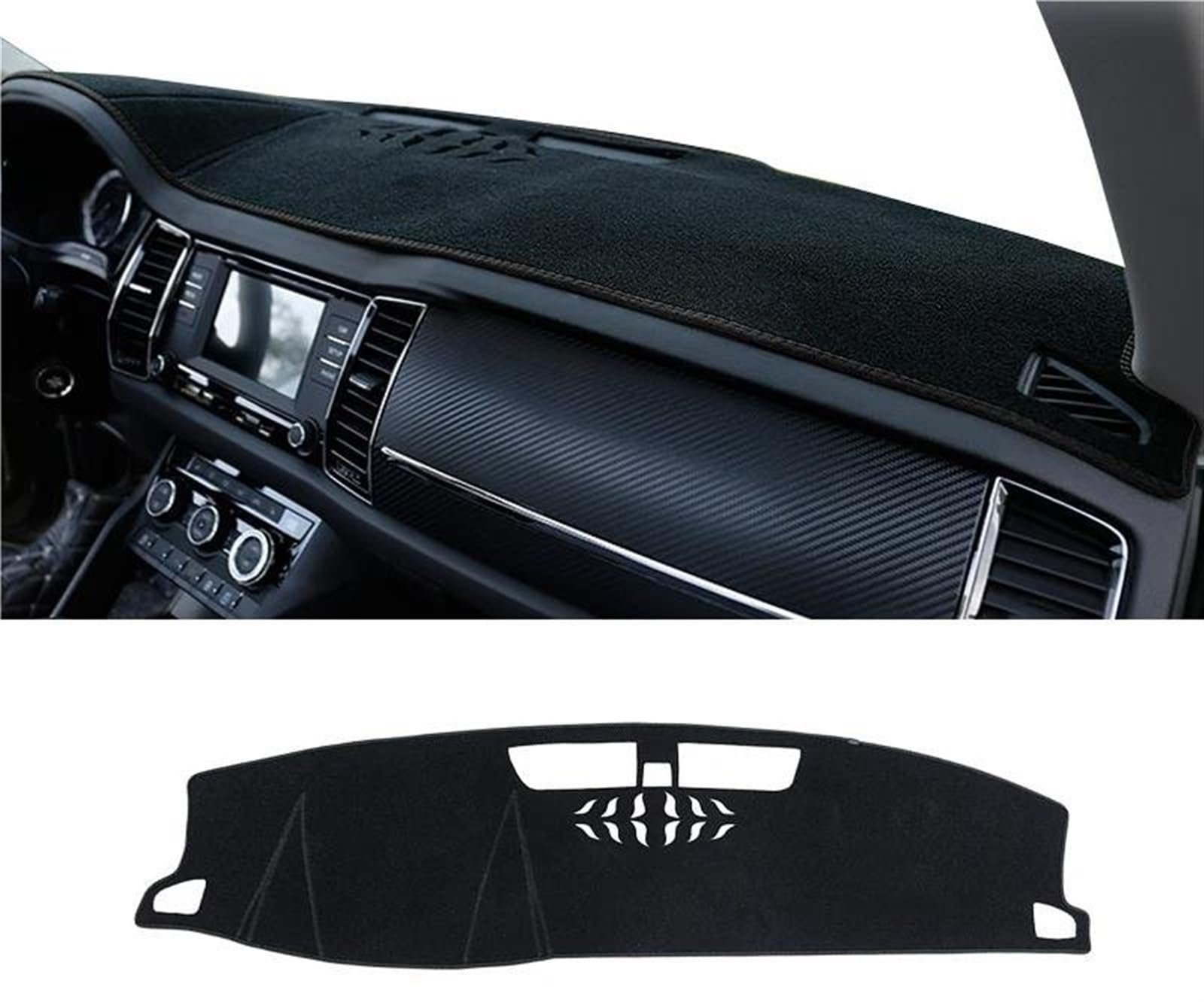 Armaturenbrett Matte Für Skoda Für Kodiaq 2016 2017 2018 2019 2020 2021 2022 Auto Dashboard Abdeckung Matten Sonnenschutz Pad Instrument Panel Teppiche(A LHD Black Side) von BWVMVB