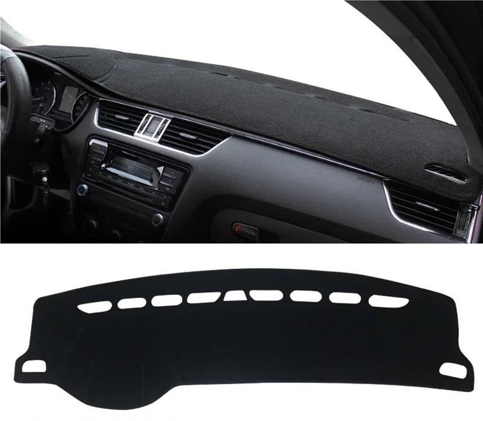 Armaturenbrett Matte Für Skoda Für Octavia A7 MK3 5E 2013 2014 2015 2016 2017 2018 2019 Auto-Armaturenbrett-Sonnenschutz-Abdeckungsmatte Unterlage(A LHD Black Side) von BWVMVB