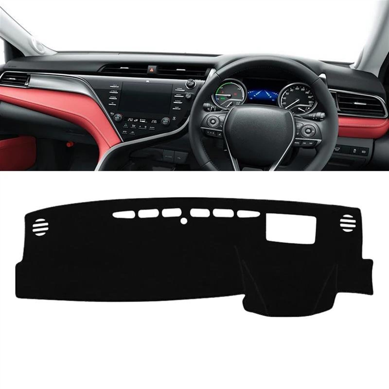 Armaturenbrett Matte Für Toyota Für Camry XV70 2018 2019 2020 2021 2022 2023 2024 Auto Dashboard Abdeckung Dash Matte Sonnenschutz Pad Zubehör(A RHD Black Side) von BWVMVB