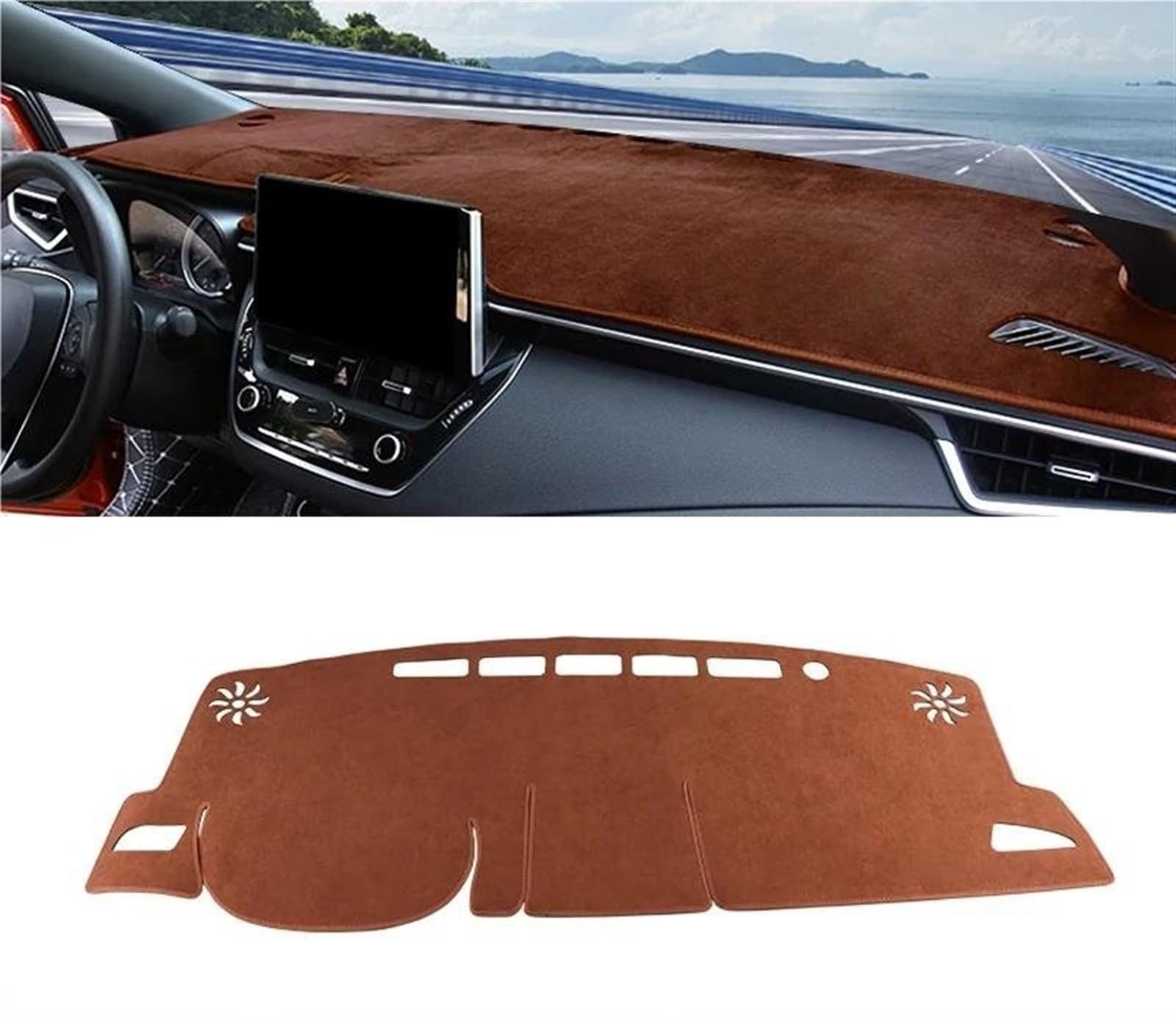 Armaturenbrett Matte Für Toyota Für Corolla Für Cross XG10 2021 2022 2023 2024 Auto Dashboard Abdeckung Sonnenschutz Matte Instrument Panel Teppiche(B LHD Brown) von BWVMVB