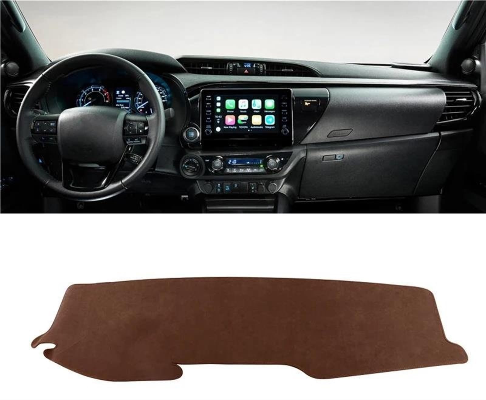 Armaturenbrett Matte Für Toyota Für Hilux 2015 2016 2017 2018 2019 2020 2021 2022 2023 Dashboard Abdeckung Vermeiden Licht Pad Teppiche(Brown LHD) von BWVMVB