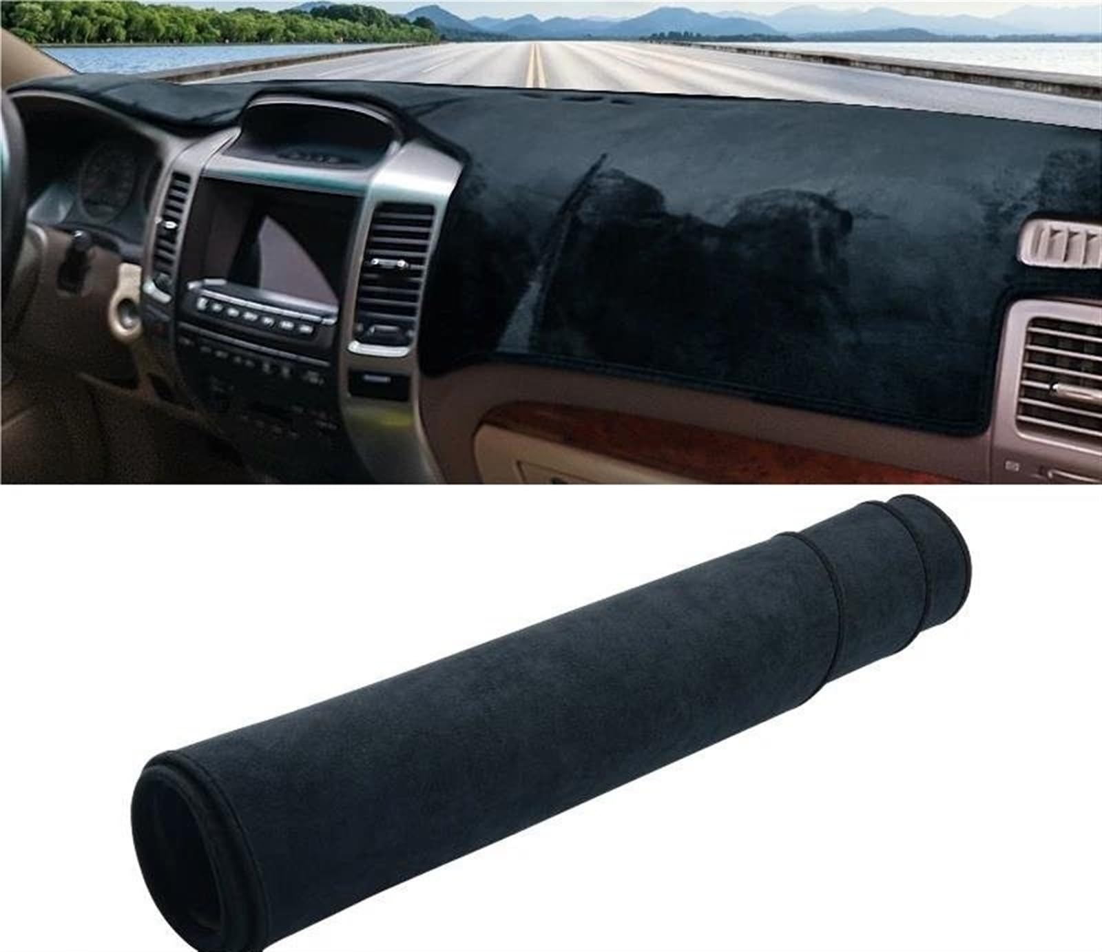 Armaturenbrett Matte Für Toyota Für Land Für Cruiser Für Prado 120 J120 2003 2004 2005 2006 2007 2008 2009 Auto Armaturenbrett Abdeckung Sonnenschutz Matten(B LHD Black) von BWVMVB