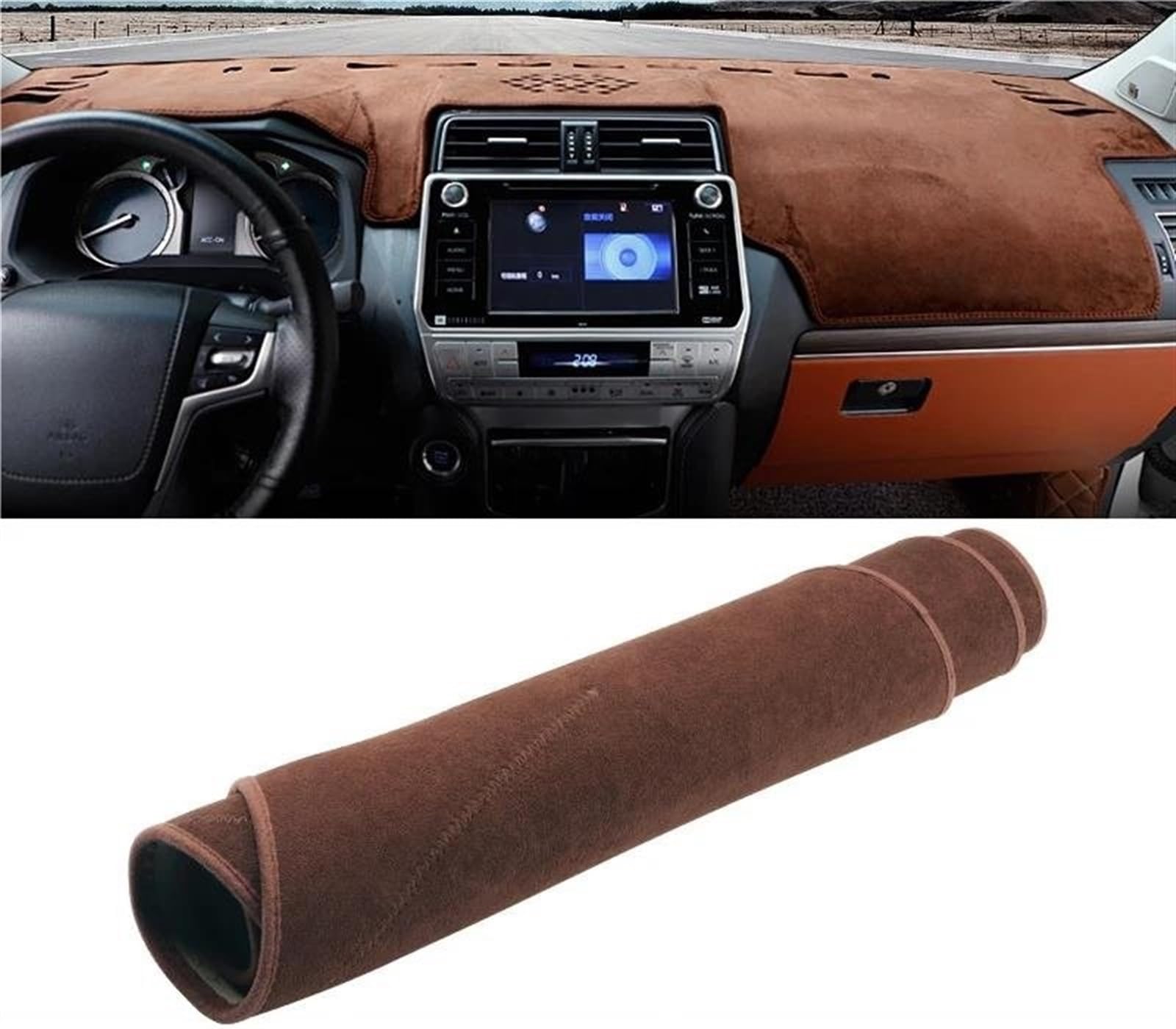 Armaturenbrett Matte Für Toyota Für Land Für Cruiser Für Prado 150 FJ150 2010-2017 2018 2019 2020 Auto Armaturenbrettabdeckung Armaturenbrettmatte Unterlage(B Brown LHD) von BWVMVB