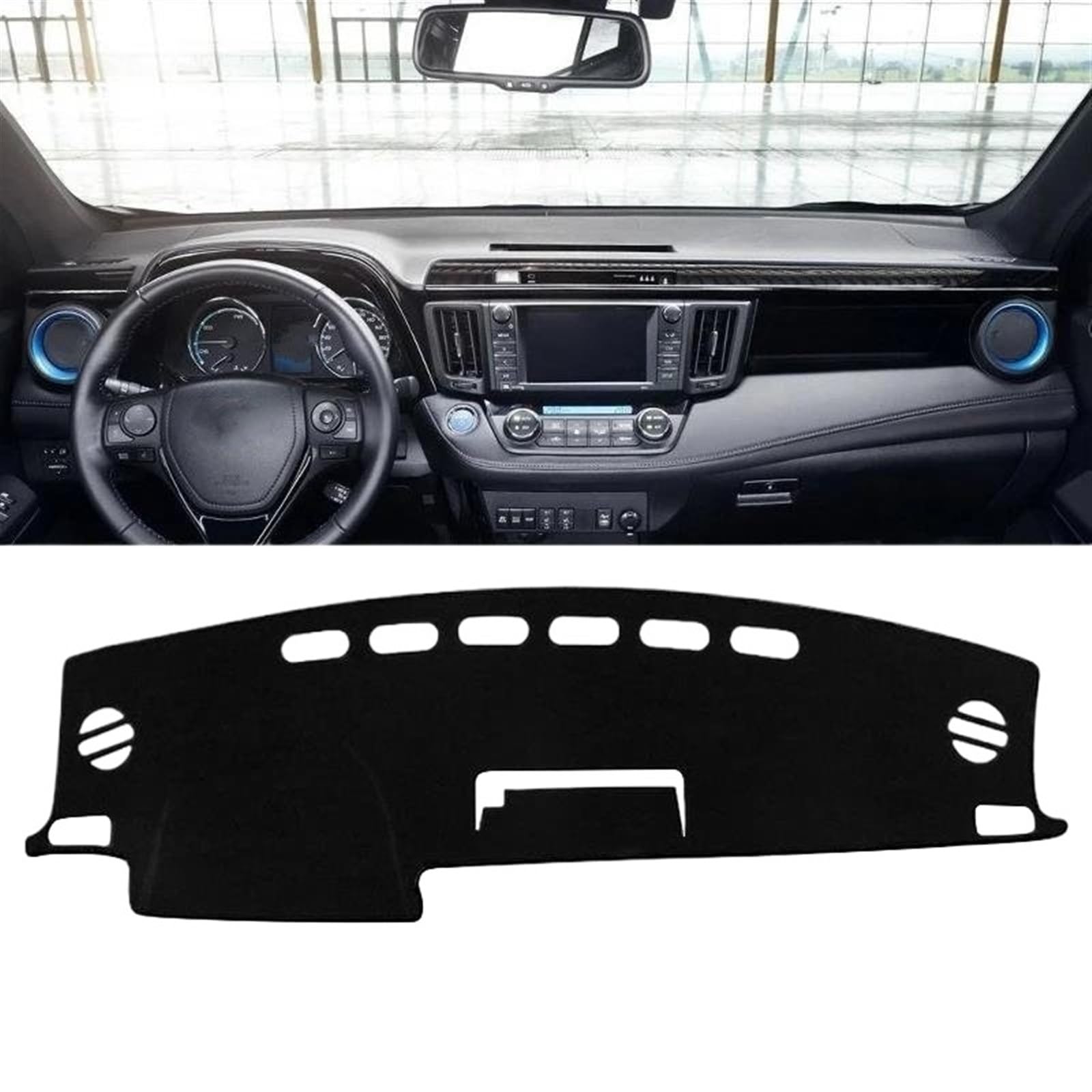 Armaturenbrett Matte Für Toyota Für RAV4 XA40 2013 2014 2015 2016 2017 2018 Dashboard Vermeiden Licht Abdeckung rutschfeste Matte Teppich(A Black Side LHD) von BWVMVB