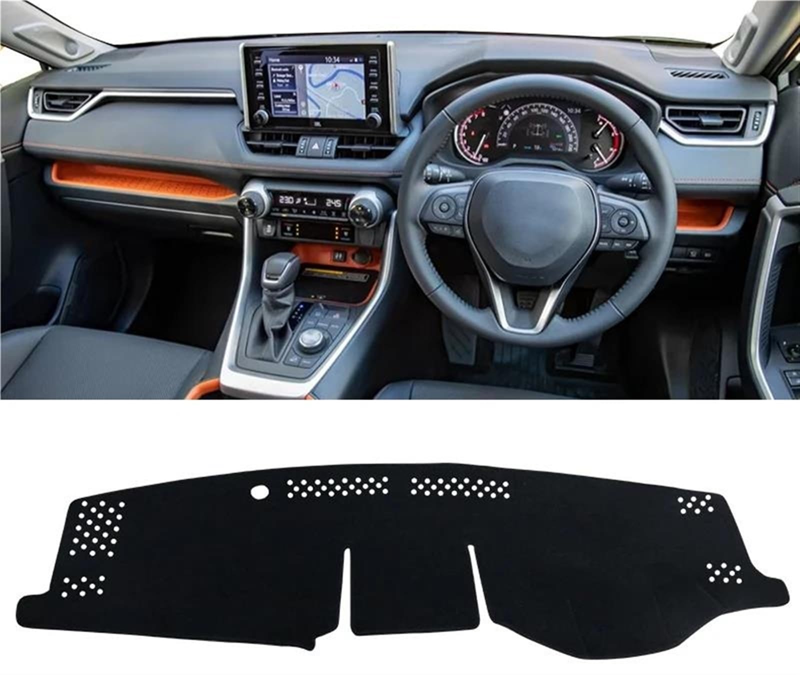 Armaturenbrett Matte Für Toyota Für RAV4 XA50 Für Hybrid 2019 2020 2021 2022 2023 2024 Auto Dashboard Matte Sonnenschutz Instrument Schreibtisch Abdeckung(A Black Side RHD) von BWVMVB