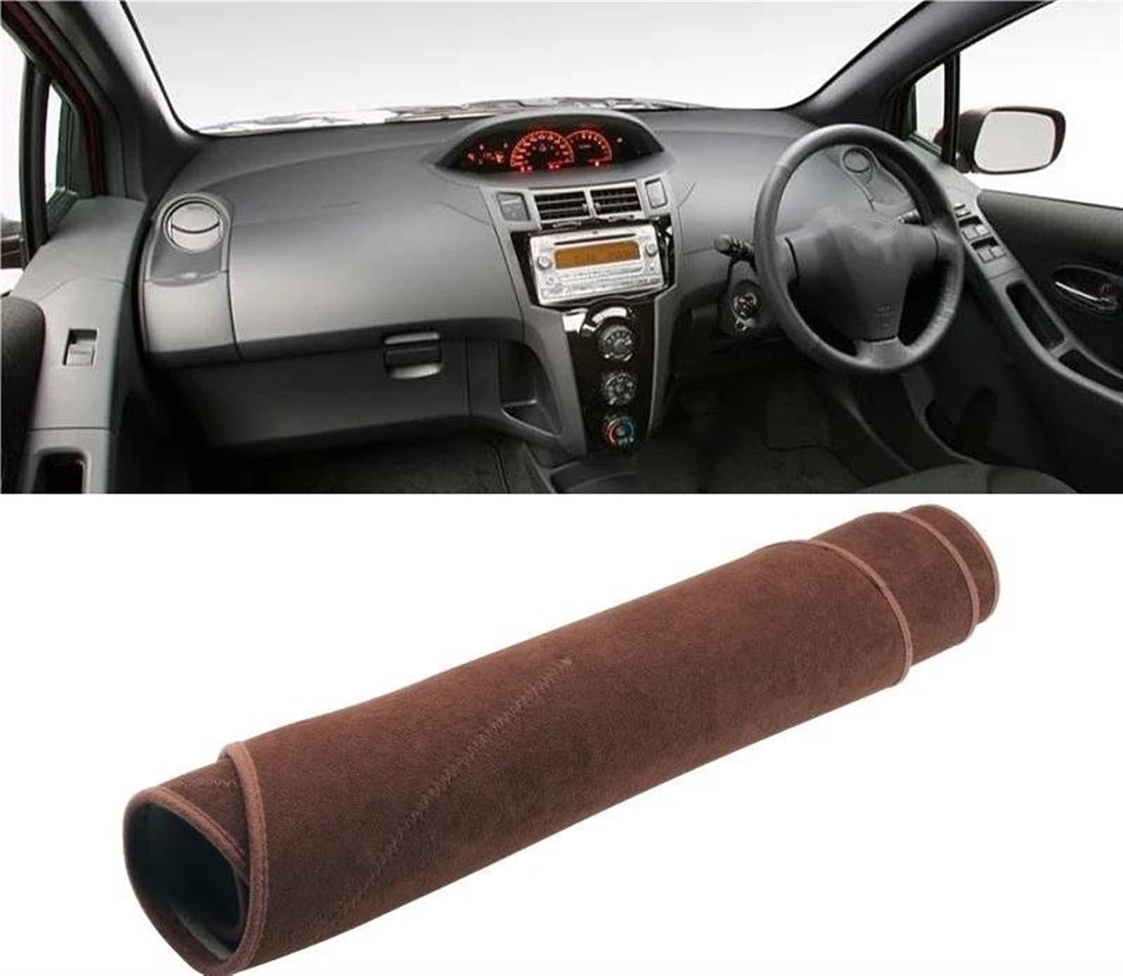 Armaturenbrett Matte Für Toyota Für Yaris 2 XP90 Für Vitz 2006 2007 2008 2009 2010 2011 Auto Dashboard Abdeckung Matte Sonnenschutz Pad Teppiche(B RHD Brown) von BWVMVB