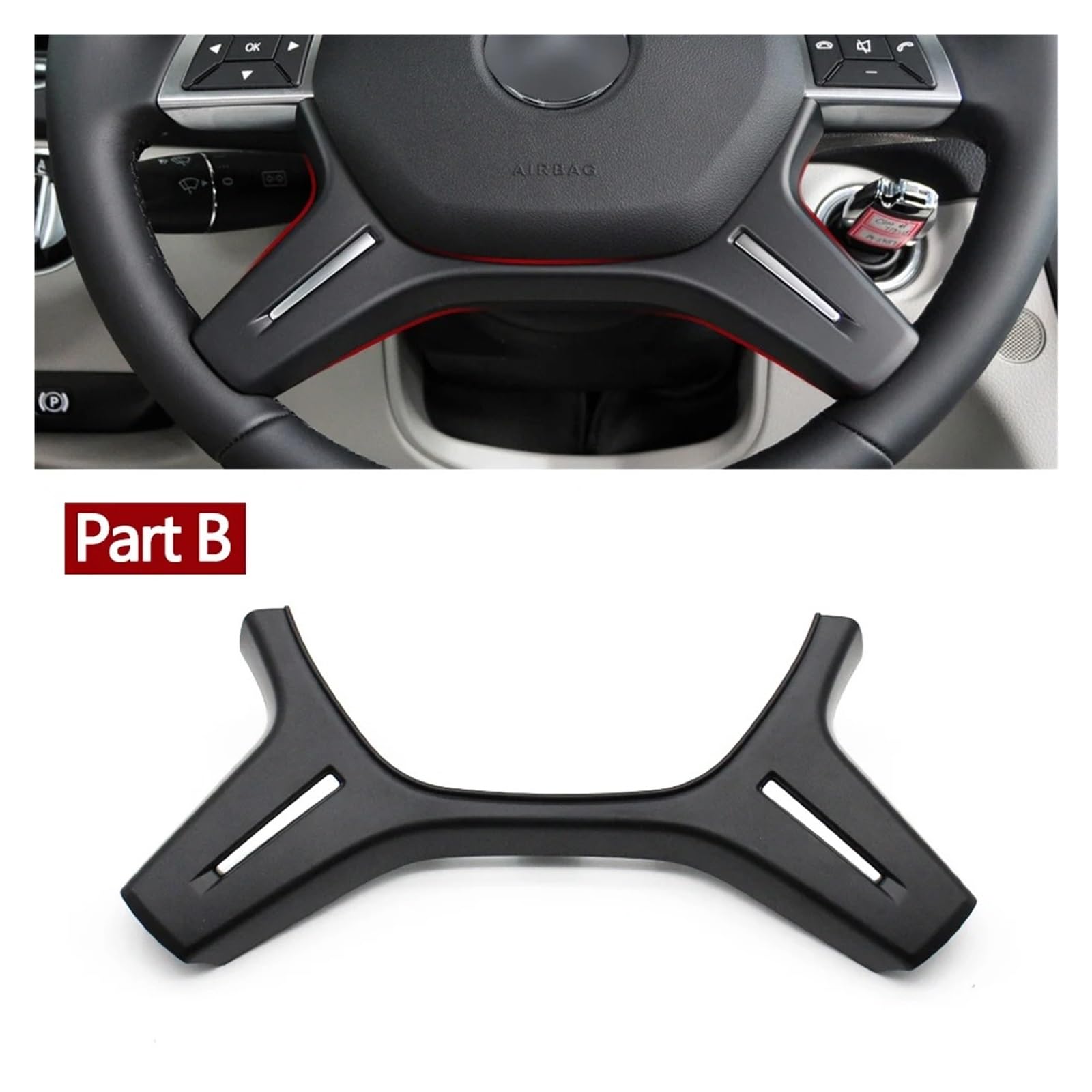 Auto Zubehör Innenraum Auto Chrom Lenkrad Abdeckung Trim Panel Ersatz Für Für Benz Für W204 Für W212 Für W166 Für W463 Auto-Innendekoration(Part A-Carbon) von BWVMVB