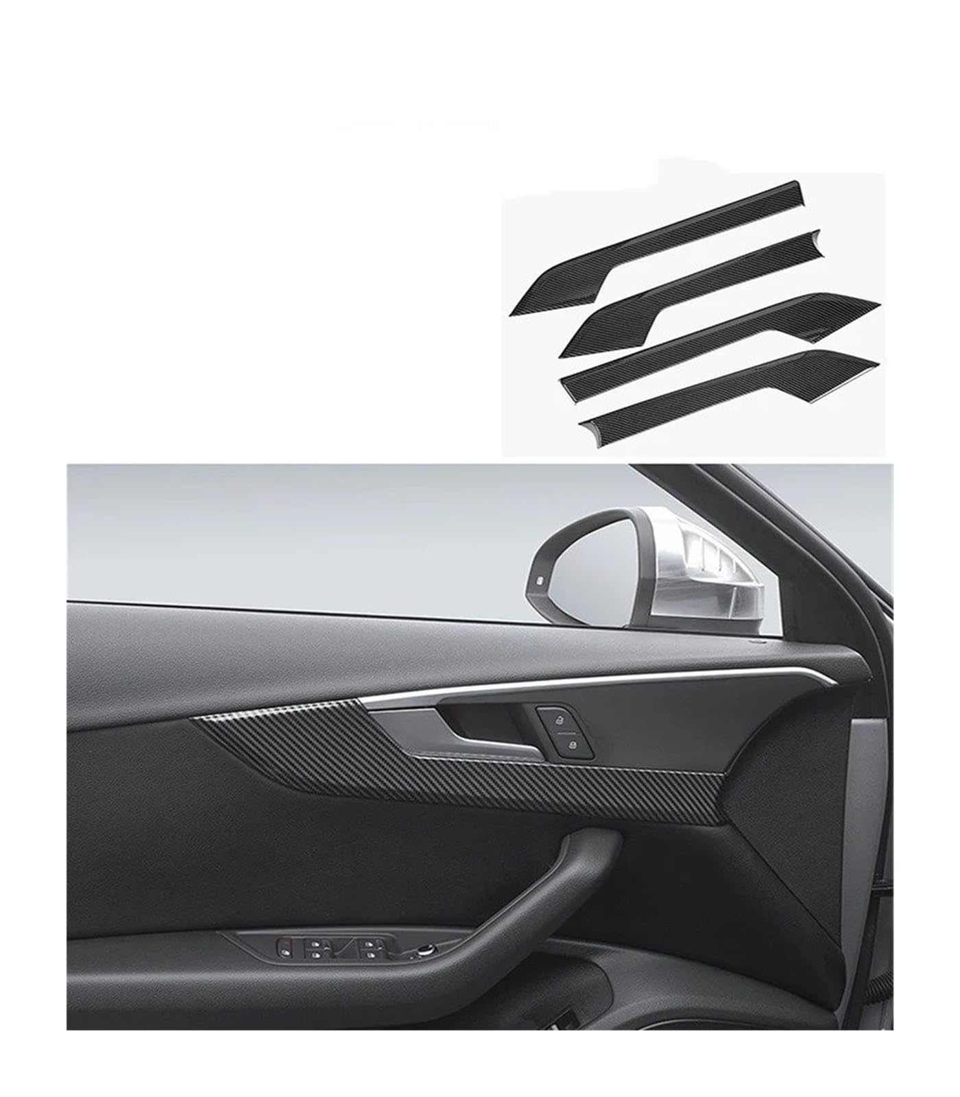 Auto Zubehör Innenraum Carbon Fiber Innen Tür Panel Dekorative Tür Schüssel Abdeckung Trim Für A4 Für B9 Auto Styling Tür Griff Aufkleber Auto Zubehör Auto-Innendekoration(B Model Carbon Fiber) von BWVMVB