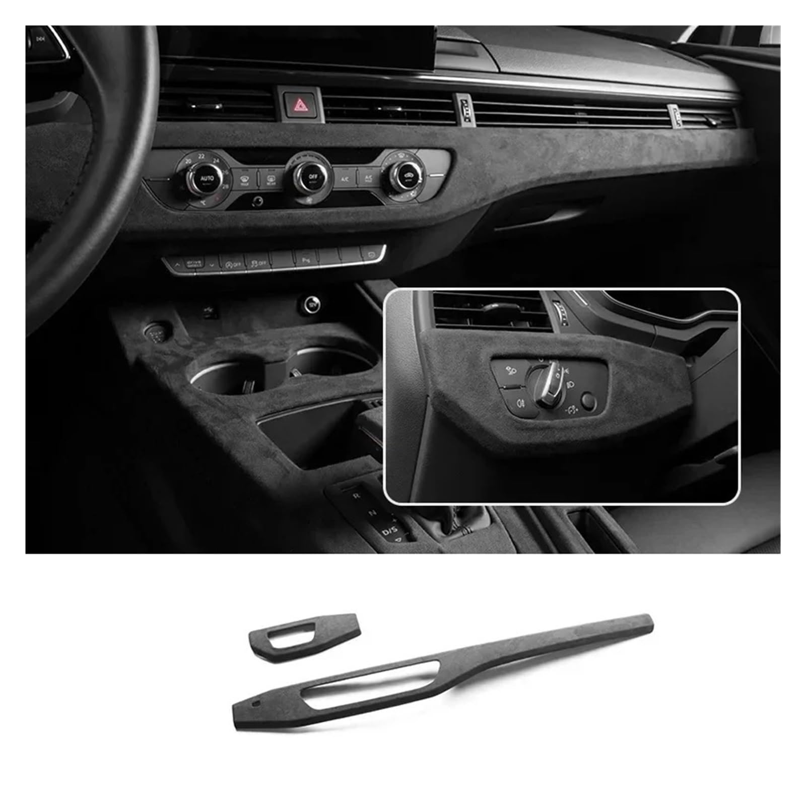 Auto Zubehör Innenraum Wildleder Auto Innenräume Overlay Formteile Panels Konsole Dashboard Armlehne Deckel Shell Schalthebel Abdeckung Für A4L Für A4 Für B9 Für A5 Für S4 Auto-Innendekoration(Dashboa von BWVMVB