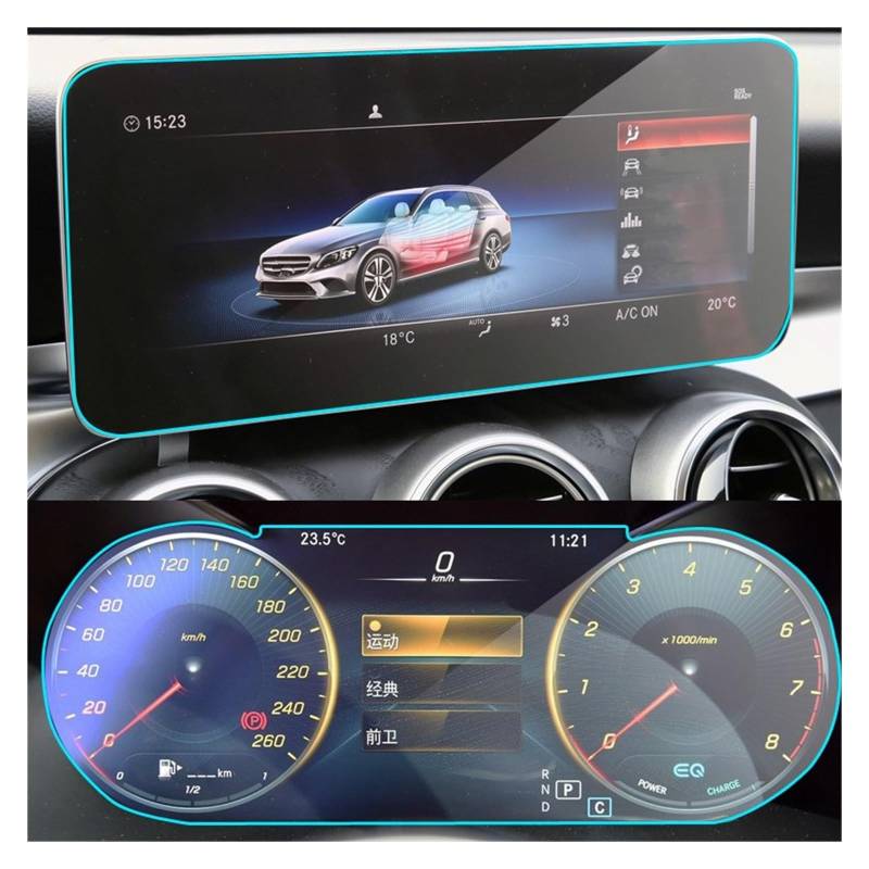 Displayschutz-Folie Für Benz C-Klasse W205 2019 2020 Auto-Navigationssystem Gehärtetes Glas LCD-Bildschirm Schutzfolie Aufkleber Armaturenbrettschutz Navigation Schutzfolie von BWVMVB