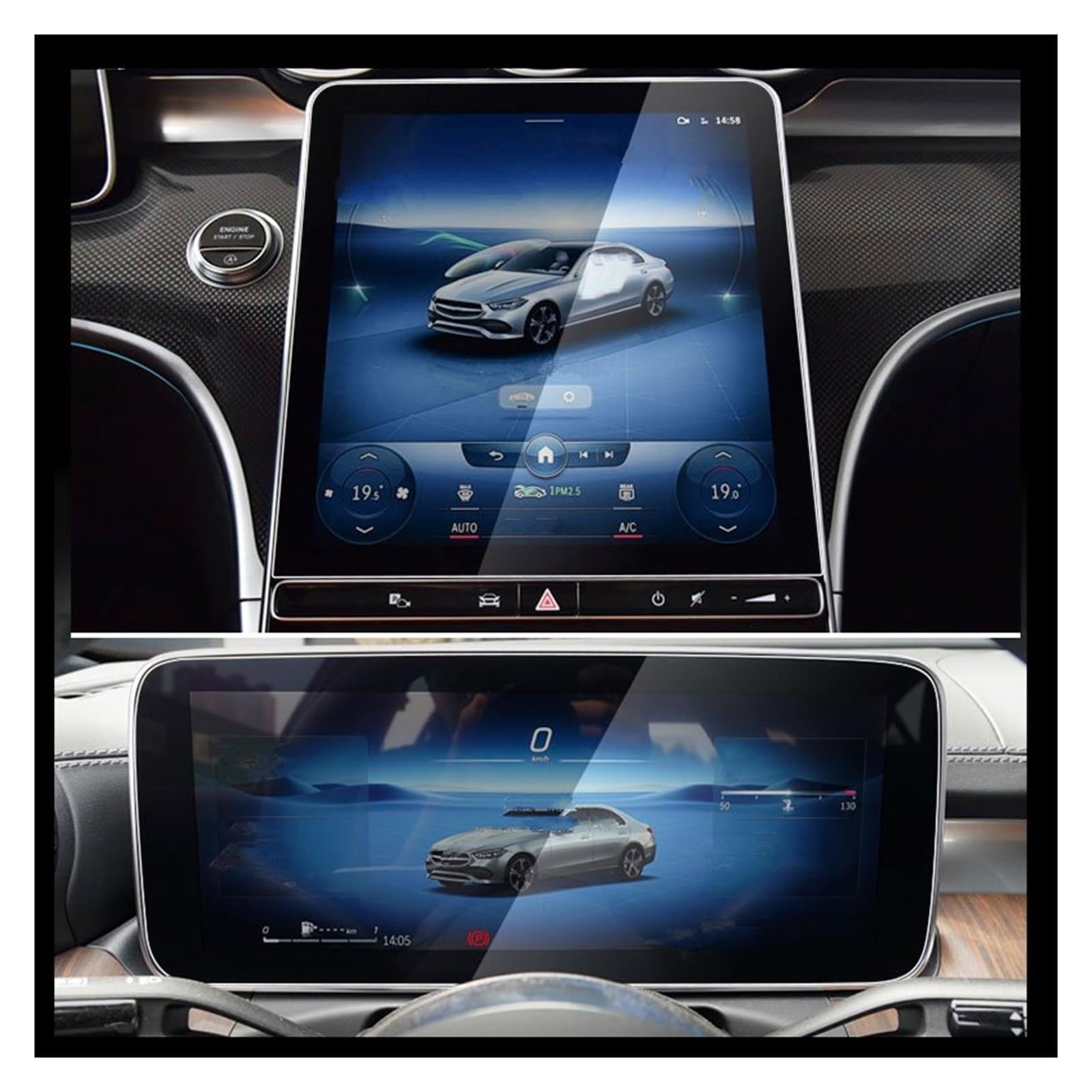 Displayschutz-Folie Für Benz Für EQE 350 2022 Auto GPS Und Instrument Panel LCD Bildschirm Gehärtetem Glas Schutz Film Anti-kratzen Navigation Schutzfolie von BWVMVB