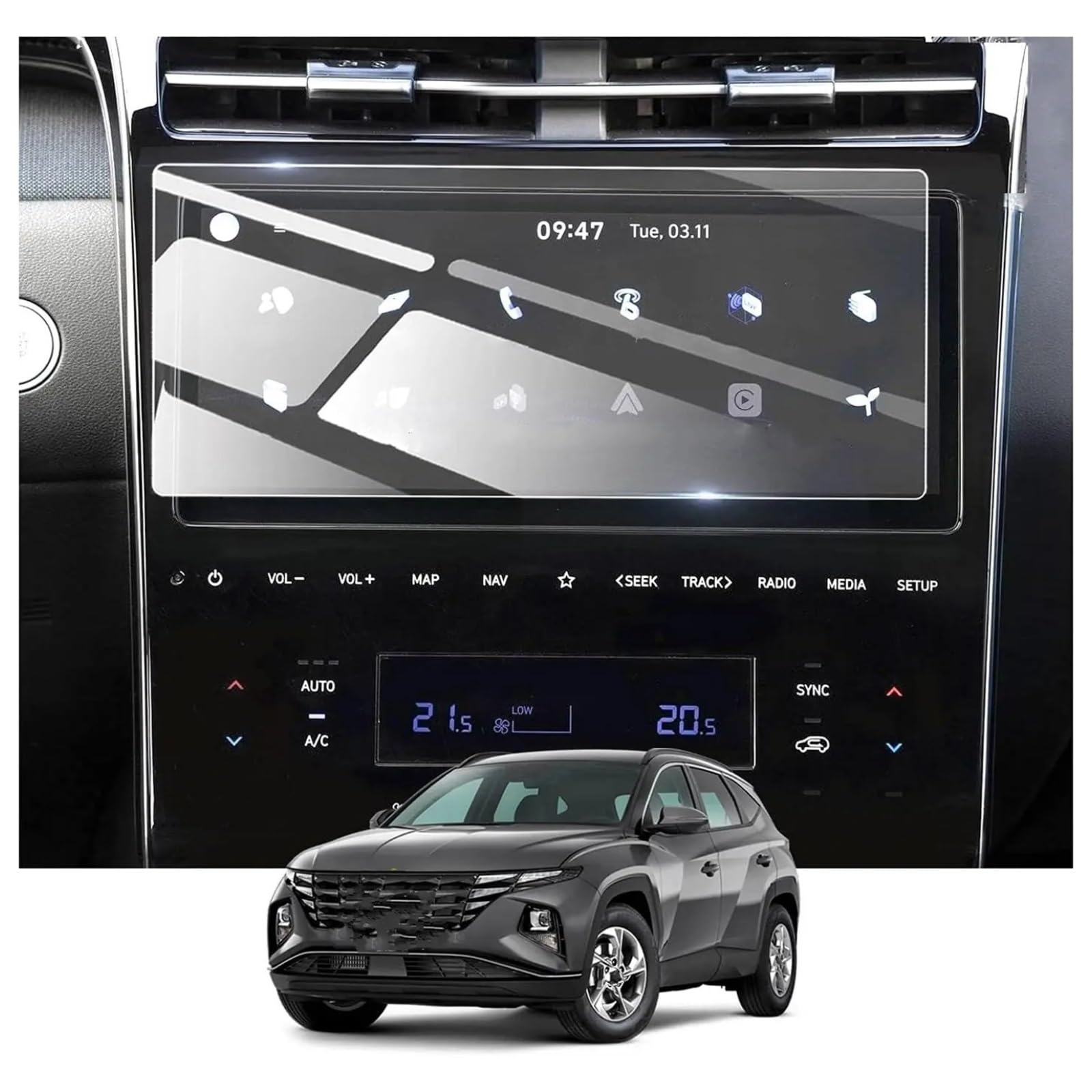 Displayschutz-Folie Für Hyundai Für Tucson NX4 2021 2022 2023 2024 10,25 Zoll LCD-Autoradio GPS-Navigation Displayschutzfolie Aus Gehärtetem Glas Navigation Schutzfolie von BWVMVB