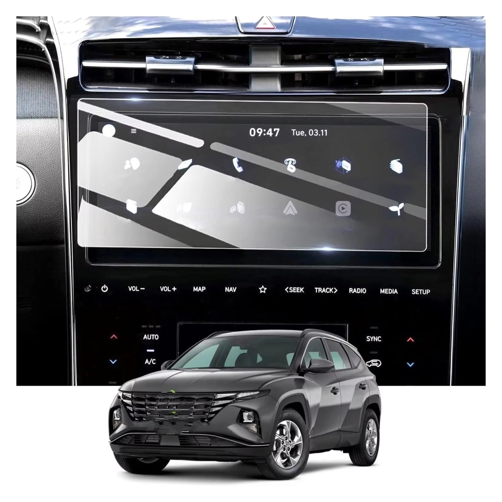 Displayschutz-Folie Für Hyundai Für Tucson NX4 2022 2023 10,25 Inch LCD GPS Navigation Touchscreen Schutz Film PET Film Protector Navigation Schutzfolie von BWVMVB