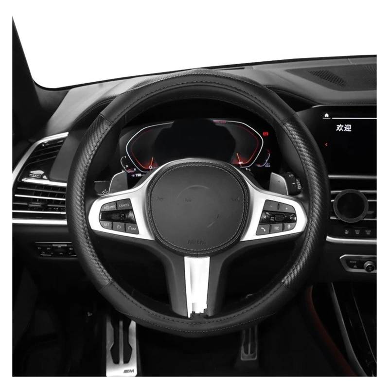 Lenkradbezug Auto Lenkrad Abdeckung Für E46 Für E90 Für E60 Für F10 Für F30 Mikrofaser Mit Bump Gummi Anti-Slip Atmungsaktive Leder Lenkradabdeckung(Black line) von BWVMVB