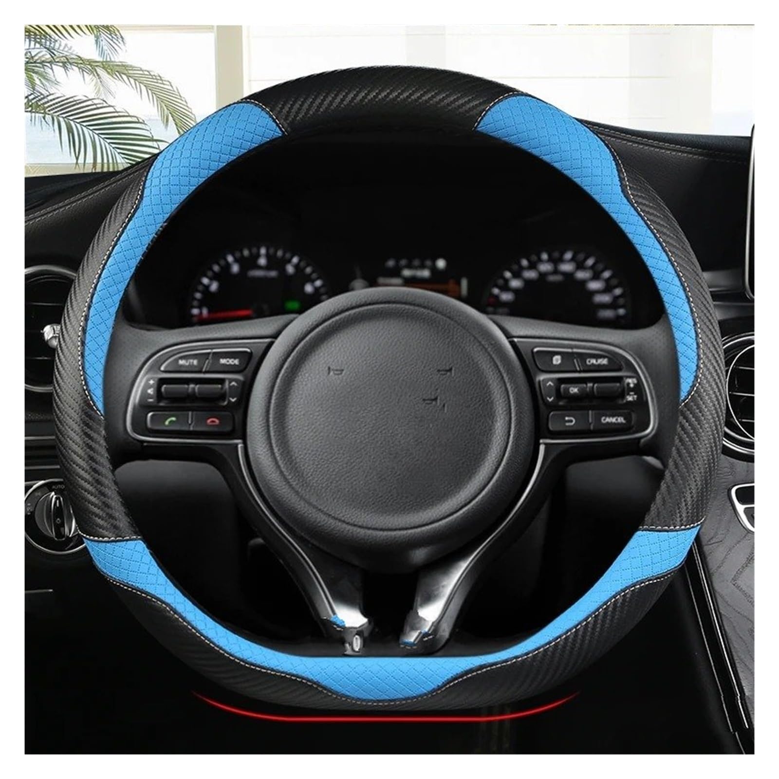 Lenkradbezug Auto Lenkrad Abdeckung Für Kia Für Ceed Für Sportage Für Picanto Für Cerato Für Seltos Für Soul Für Rio 3 4 5 Auto Zubehör Lenkradabdeckung(Blue D Shape) von BWVMVB