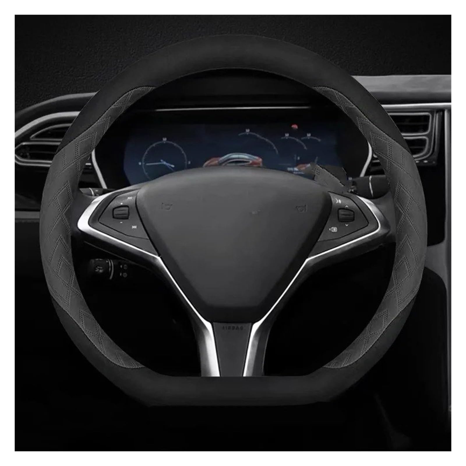 Lenkradbezug Auto Lenkrad Abdeckung Für Tesla Für Modell 3 Für Modell Für Y Für Modell Für X Für Modell Für S 2018 2019-2024 Auto Innen Zubehör Lenkradabdeckung(D Type Black) von BWVMVB