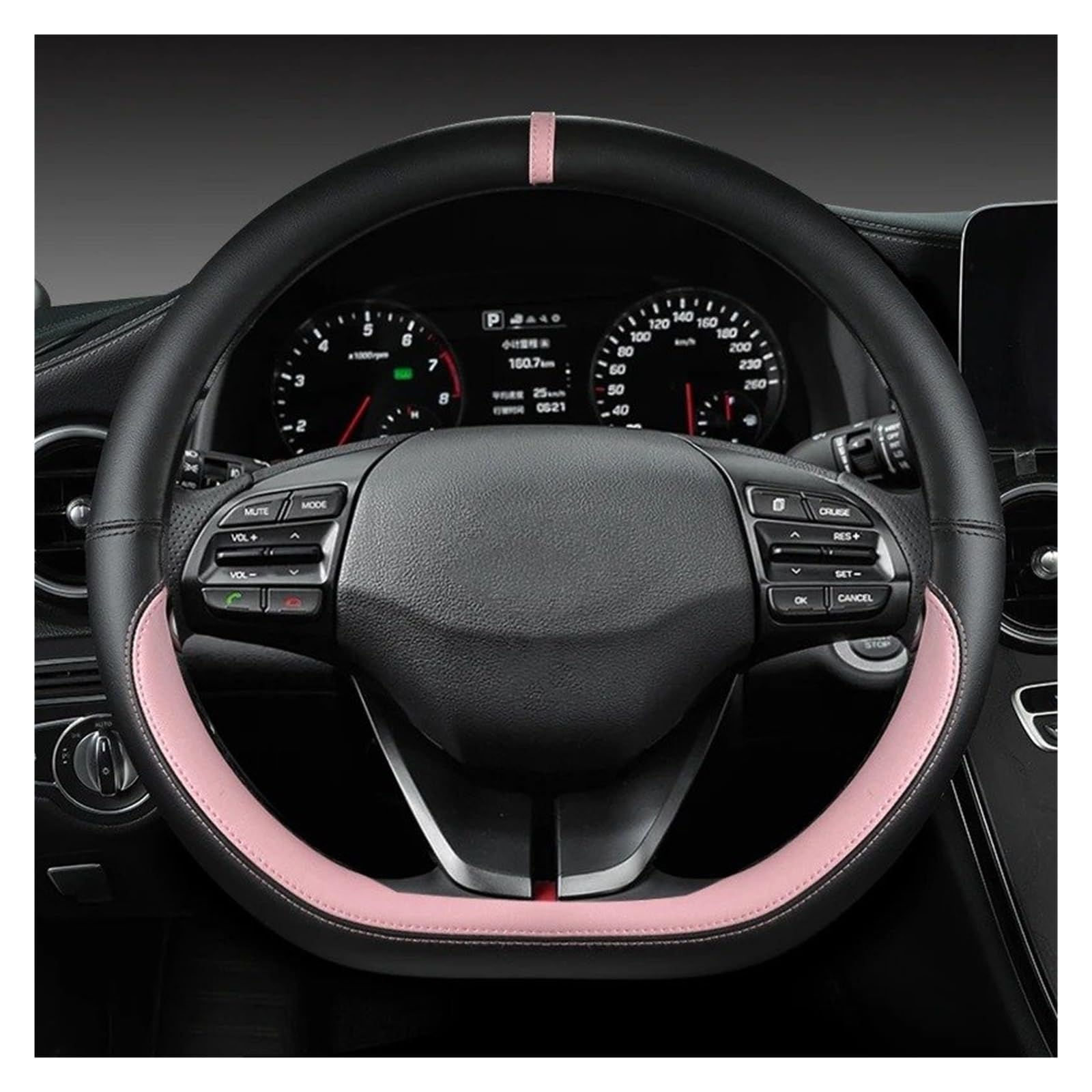 Lenkradbezug Auto Lenkrad Abdeckungen Für Hyundai Für Elantra Für Santa Für Fe Für Kona Für I40 Für Palisade Auto Zubehör Lenkradabdeckung(PINK D Shape) von BWVMVB