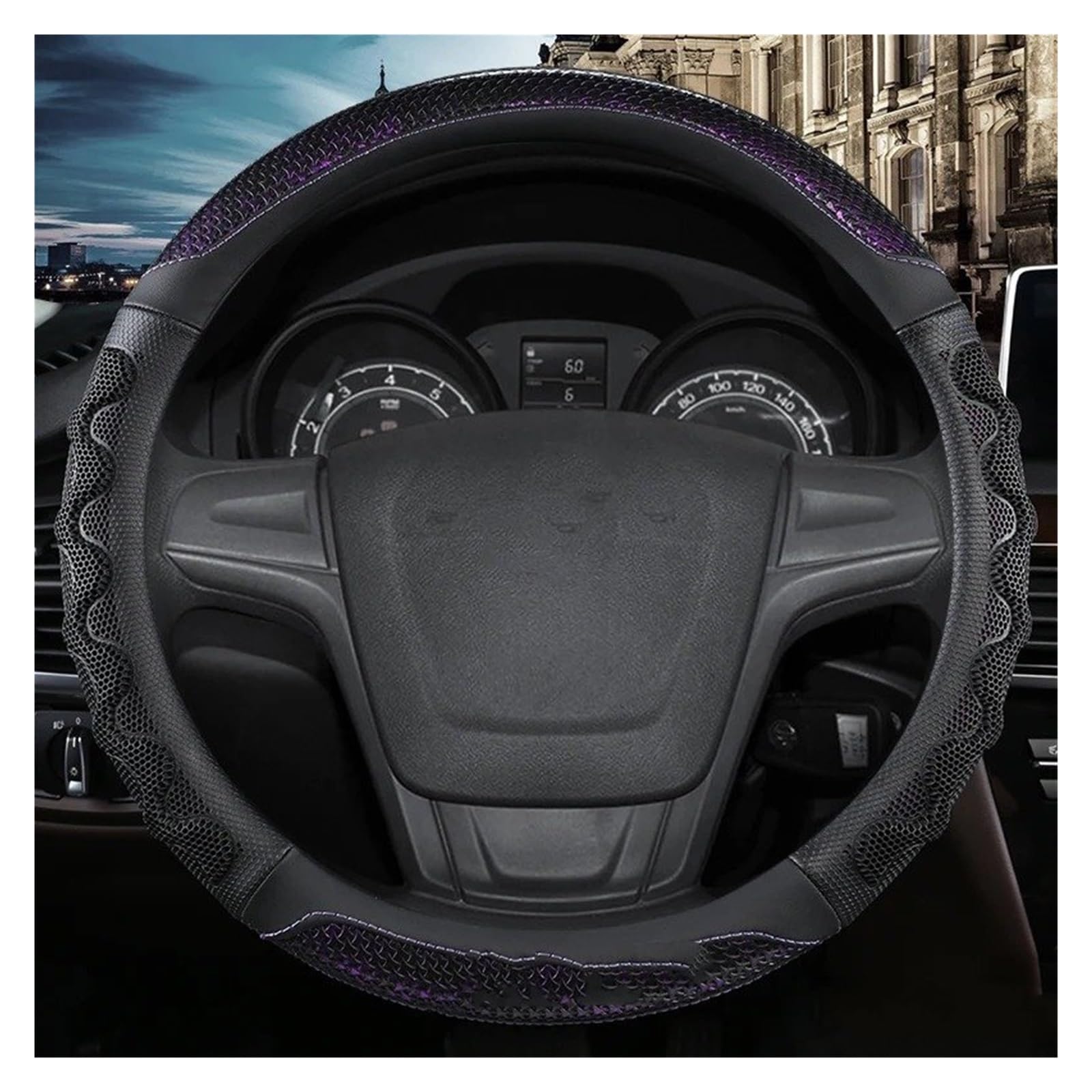 Lenkradbezug Auto-Lenkradabdeckung Für MG Alle Modelle Für ZS Für HS Für GS Für EHS Für EZS Für GT Für EV Für RX5 Auto-Innenausstattung Auto-Styling Lenkradabdeckung(Purple O Shape) von BWVMVB