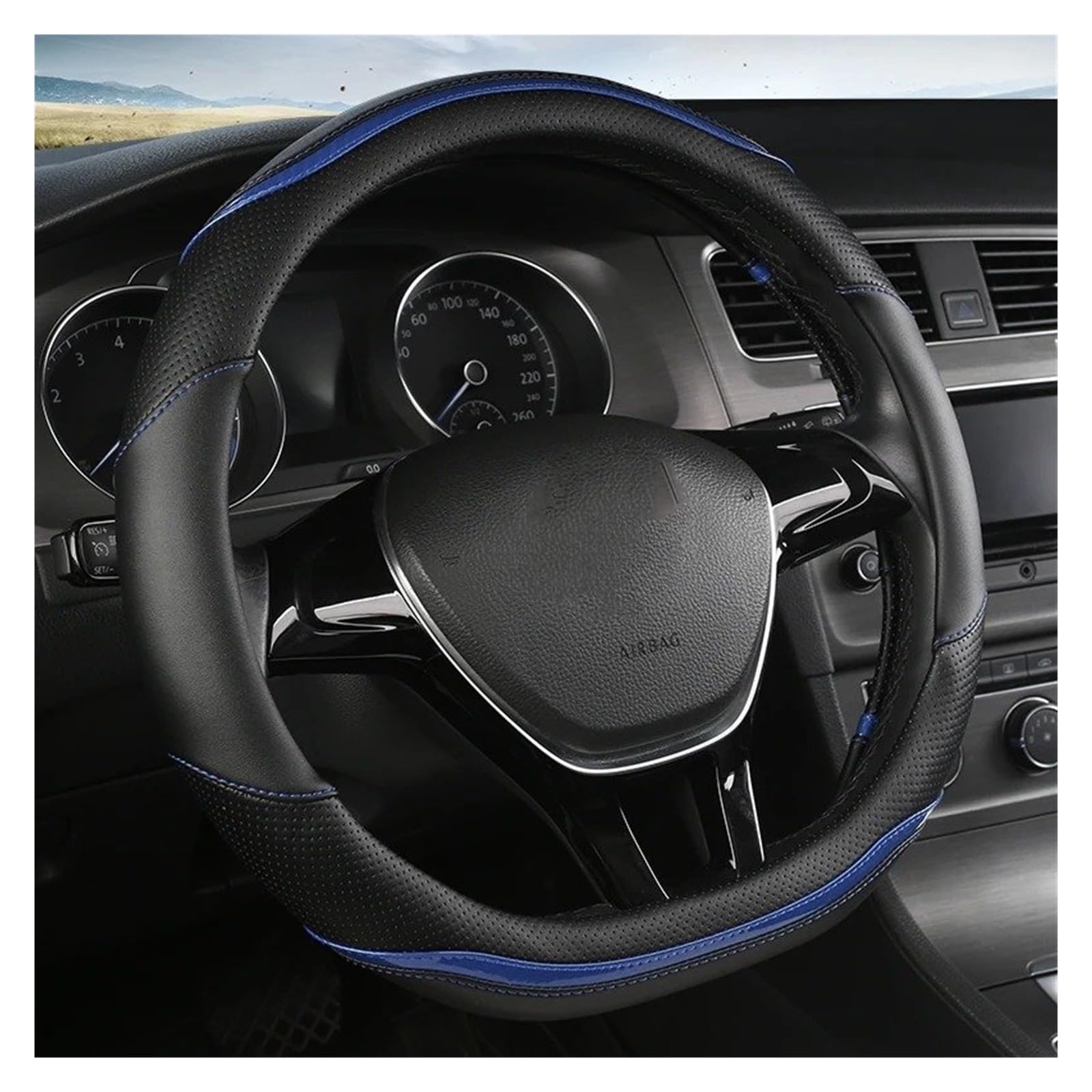 Lenkradbezug D Form Auto Lenkrad Abdeckung Leder Für Suzuki Für Swift 2017 2018 2019 2020 Lenkrad Schutz Abdeckung Lenkradabdeckung(O Shape Blue) von BWVMVB