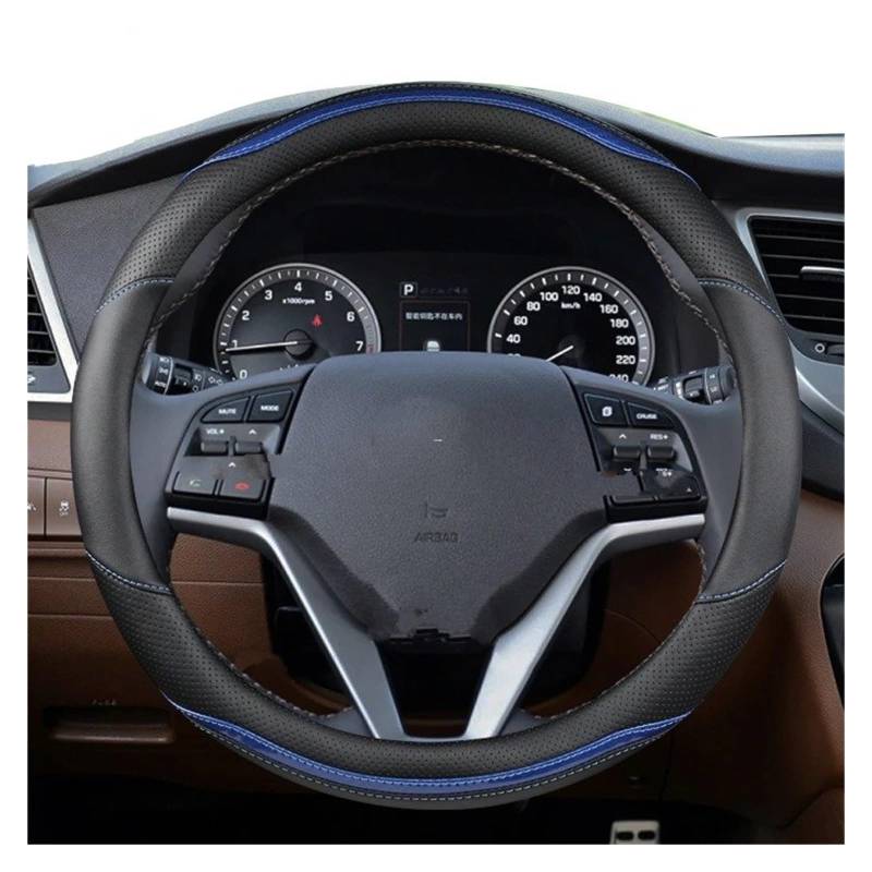 Lenkradbezug Für Hyundai Für Tucson 2004-2022 Für NX4 Für IX35 2016 2017 2019 2021 2022 Auto Lenkrad Abdeckung PU Leder Carbon Faser Auto Zubehör Lenkradabdeckung(O Shape- Blue) von BWVMVB