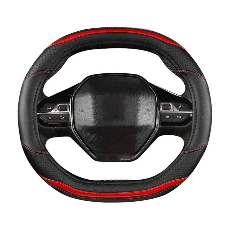 Lenkradbezug Für Peugeot 3008 4008 5008 Auto Lenkrad Abdeckung Carbon Fiber PU Leder Auto Zubehör Innen Coche Lenkradabdeckung(Rot) von BWVMVB