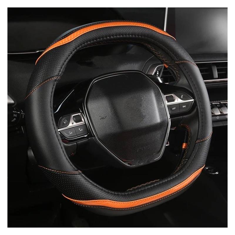 Lenkradbezug Für Peugeot 3008 4008 5008 Auto Lenkrad Abdeckung Carbon Fiber PU Leder Auto Zubehör Innen Lenkradabdeckung(Orange) von BWVMVB