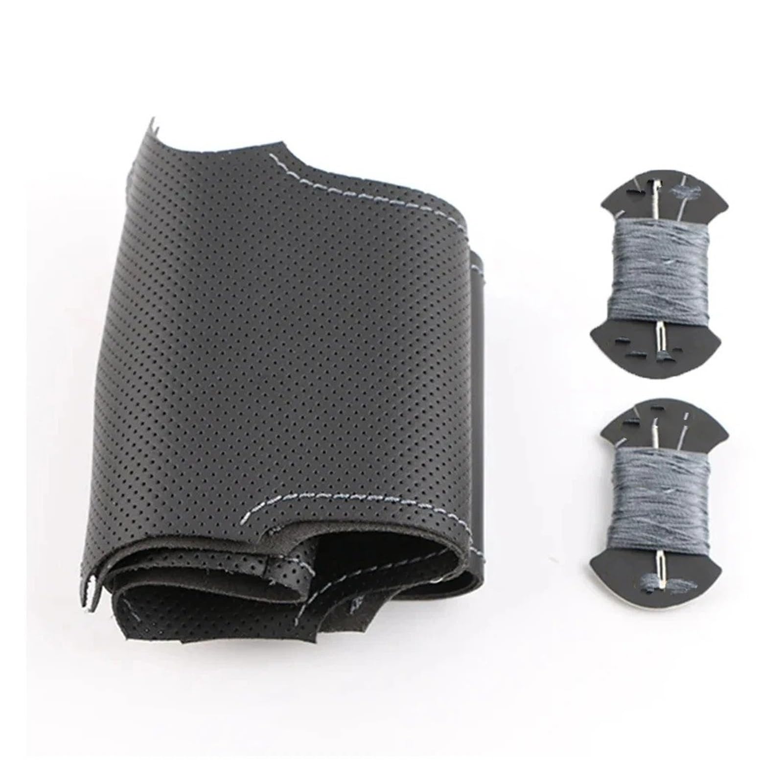 Lenkradbezug Handgenähtes Mikrofaser-Leder-Auto-Lenkradbezug, Auto-Innenraum, Für Sitz Für Leon (für Mk2) 2006 2007 2008, Für Ibiza (6L) 2007 Lenkradabdeckung(Grey Thread) von BWVMVB