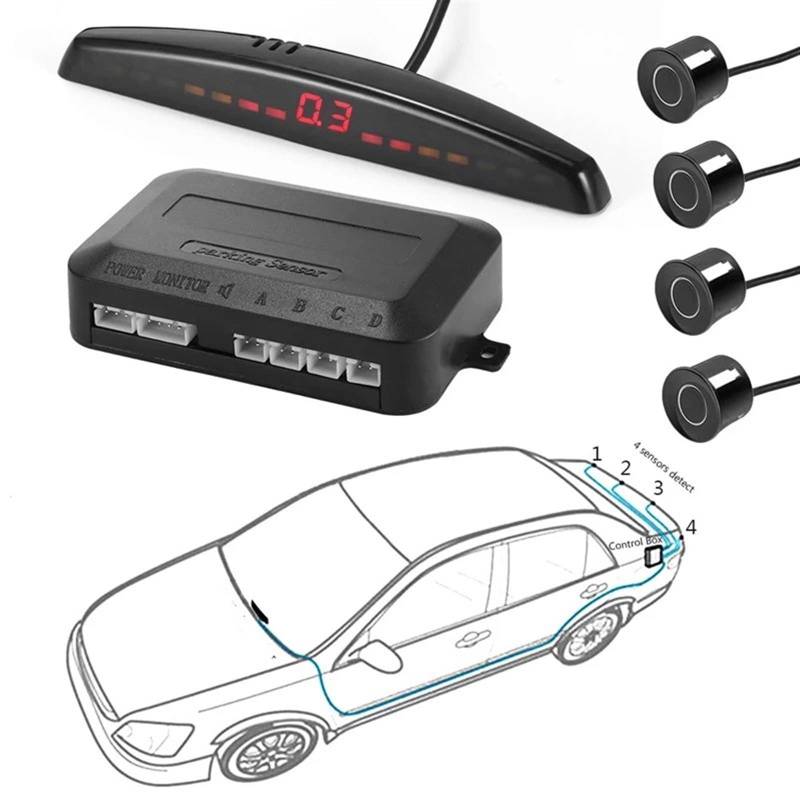 Parksensoren Parktronic Autodetektor Auto Anzeige Parksensor-Kit Rückfahrassistent Backup Radar Monitor Parken Autodetektor Rückfahrsensor(Grey) von BWVMVB