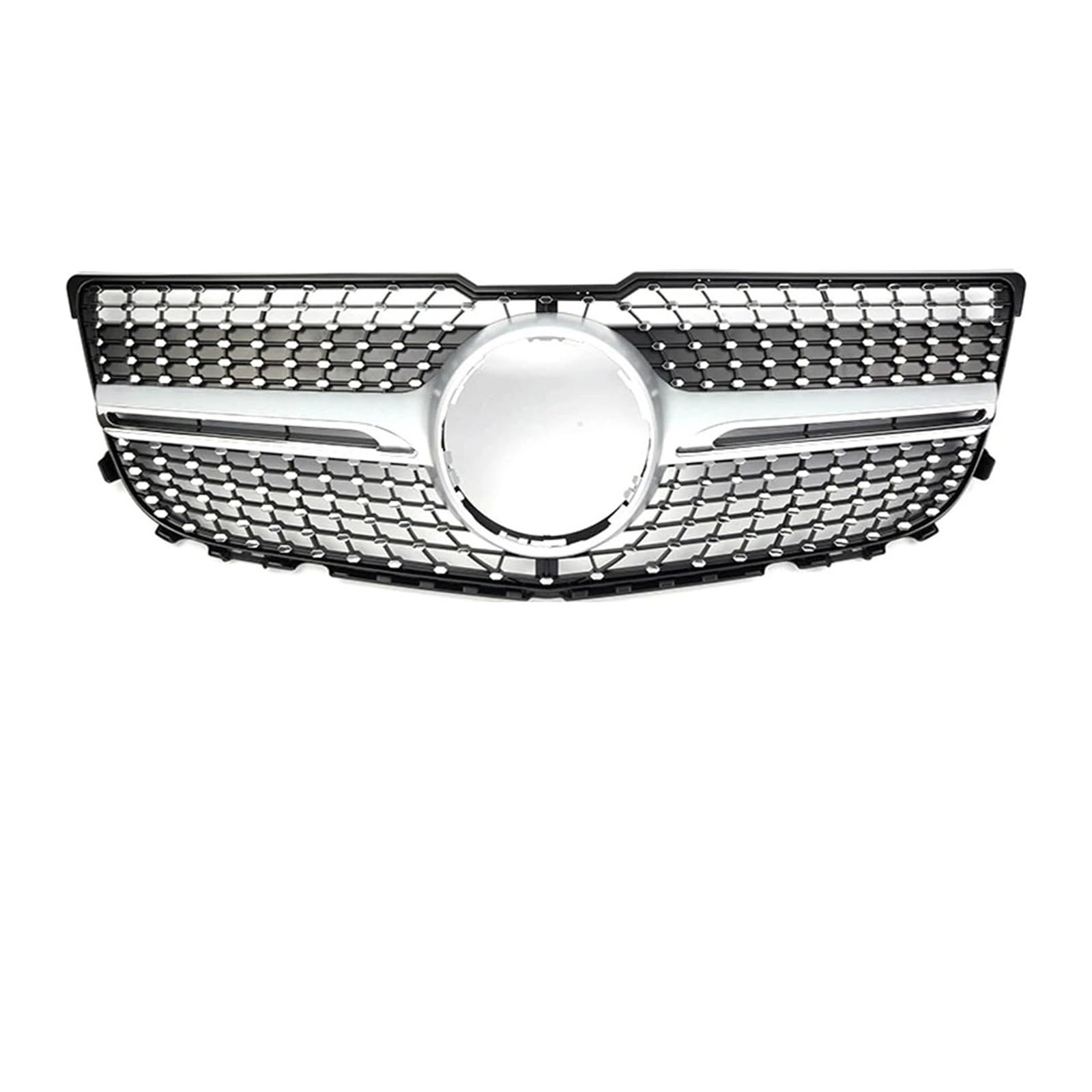 Waben Gitter Kühler Grill Frontstoßstangengrill Für Für Benz Für GLK-Klasse Für X204 Für GLK250 Für GLK300 Für GLK350 Renngitter Im Chrom-Schwarz-Diamanten-Stil Kapuze Kühlergrill(Diamond-Silver) von BWVMVB