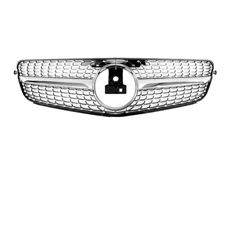 Waben Gitter Kühler Grill Für Für W204 Kühlergrill Für Benz Für C-Klasse Für C204 Für S204 Für C180 Für C200 Für C250 Für C300 Für C350 Frontstoßstange Grille Kapuze Kühlergrill(Diamonds-Silver) von BWVMVB