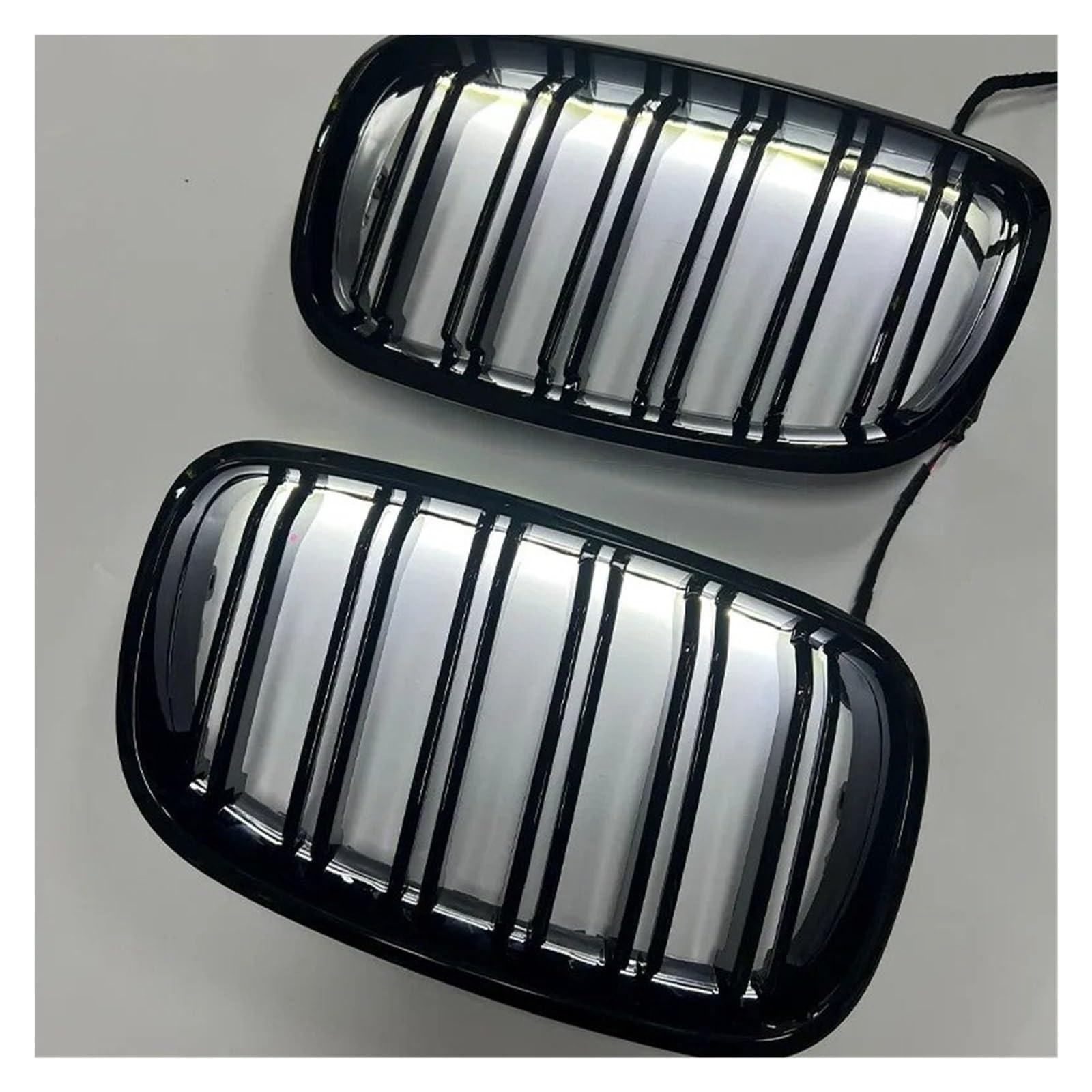 Waben Gitter Kühler Grill Passend Für X5 Für E70 2007-2013 Für X6 Für E71 Für E72 2008-2014 Autozubehör Autostil Glänzend Schwarzer Frontnieren-Doppellamellengrill Kapuze Kühlergrill(1) von BWVMVB