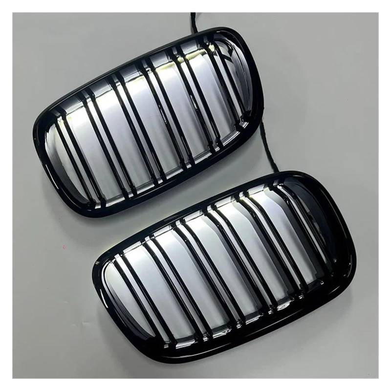 Waben Gitter Kühler Grill Passend Für X5 Für E70 2007-2013 Für X6 Für E71 Für E72 2008-2014 Autozubehör Autostil Glänzend Schwarzer Frontnieren-Doppellamellengrill Kapuze Kühlergrill(2) von BWVMVB