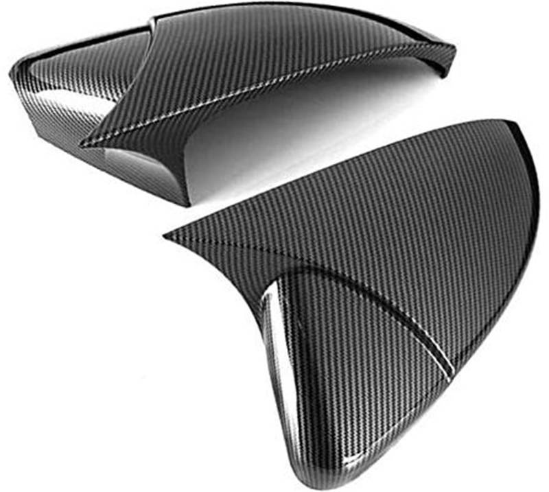 1 Paar Außenspiegelabdeckung, Rückspiegelkappen, Gehäuse im OX-Horn-Stil, for VW, for Golf, MK7 MK7.5 R GTI GTD 2014–2019, Autozubehör Außenspiegelgehäuse(BLACK Carbon Fiber Look) von BWZJS