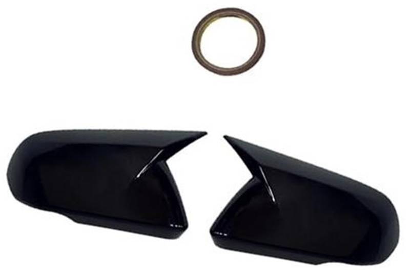 1 Paar glänzend schwarze Carbon-Faser-Farbe Rückspiegel-Abdeckkappen, for Ford, for Mustang, 2015–2022 Auto-Außenzubehör Außenspiegelgehäuse(BLACK Lamp style Black) von BWZJS