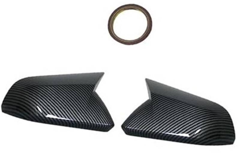 1 Paar glänzend schwarze Carbon-Faser-Farbe Rückspiegel-Abdeckkappen, for Ford, for Mustang, 2015–2022 Auto-Außenzubehör Außenspiegelgehäuse(BLACK No lights Carbon) von BWZJS