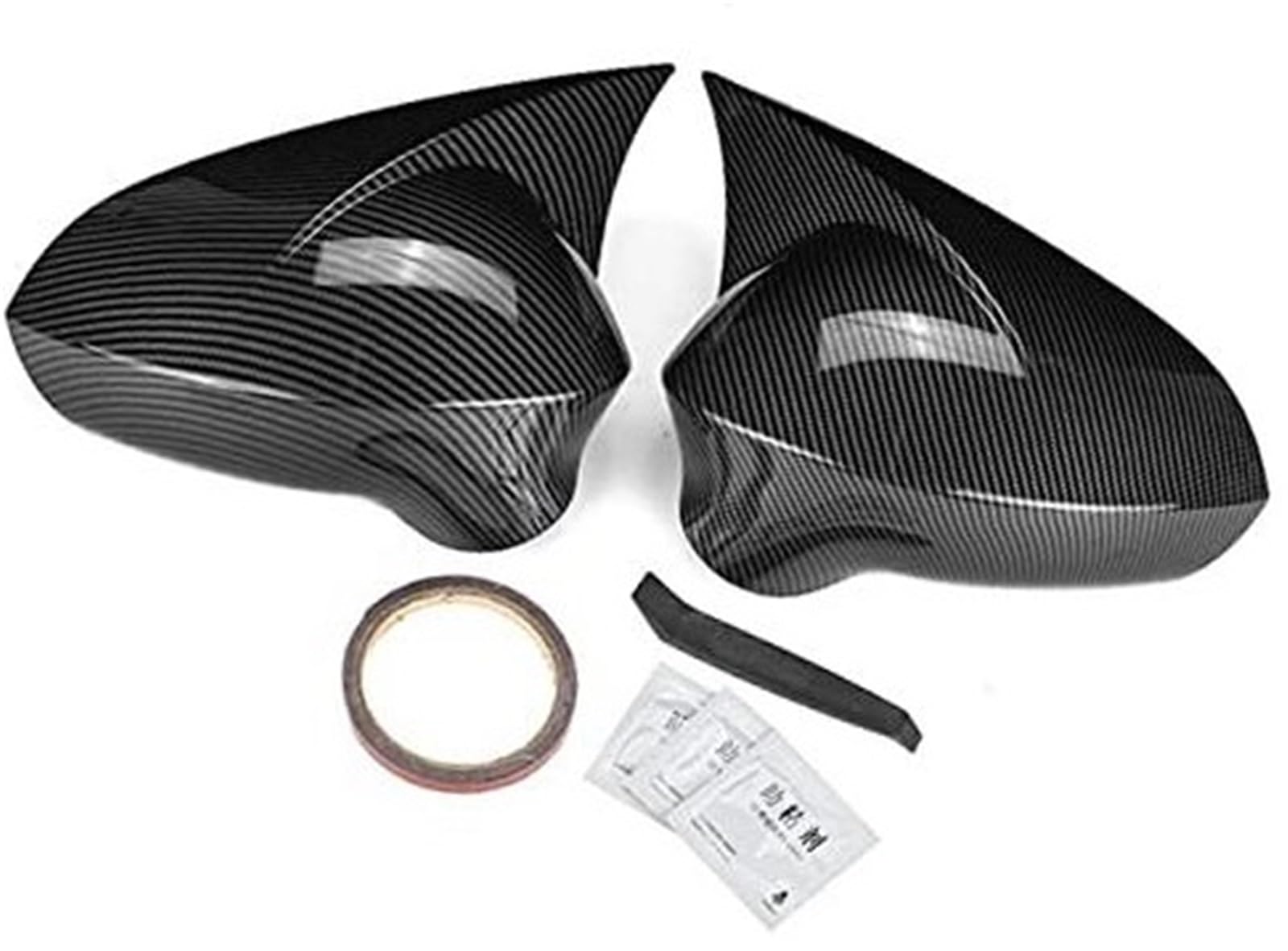 1 Paar schwarze Außenspiegel-Abdeckkappen, for Seat, LEON 1P IBIZA 6J EXEO 3R 2008–2017, seitlicher Ersatz, Rückansicht, externes Teil Außenspiegelgehäuse(BLACK Carbon fiber look) von BWZJS