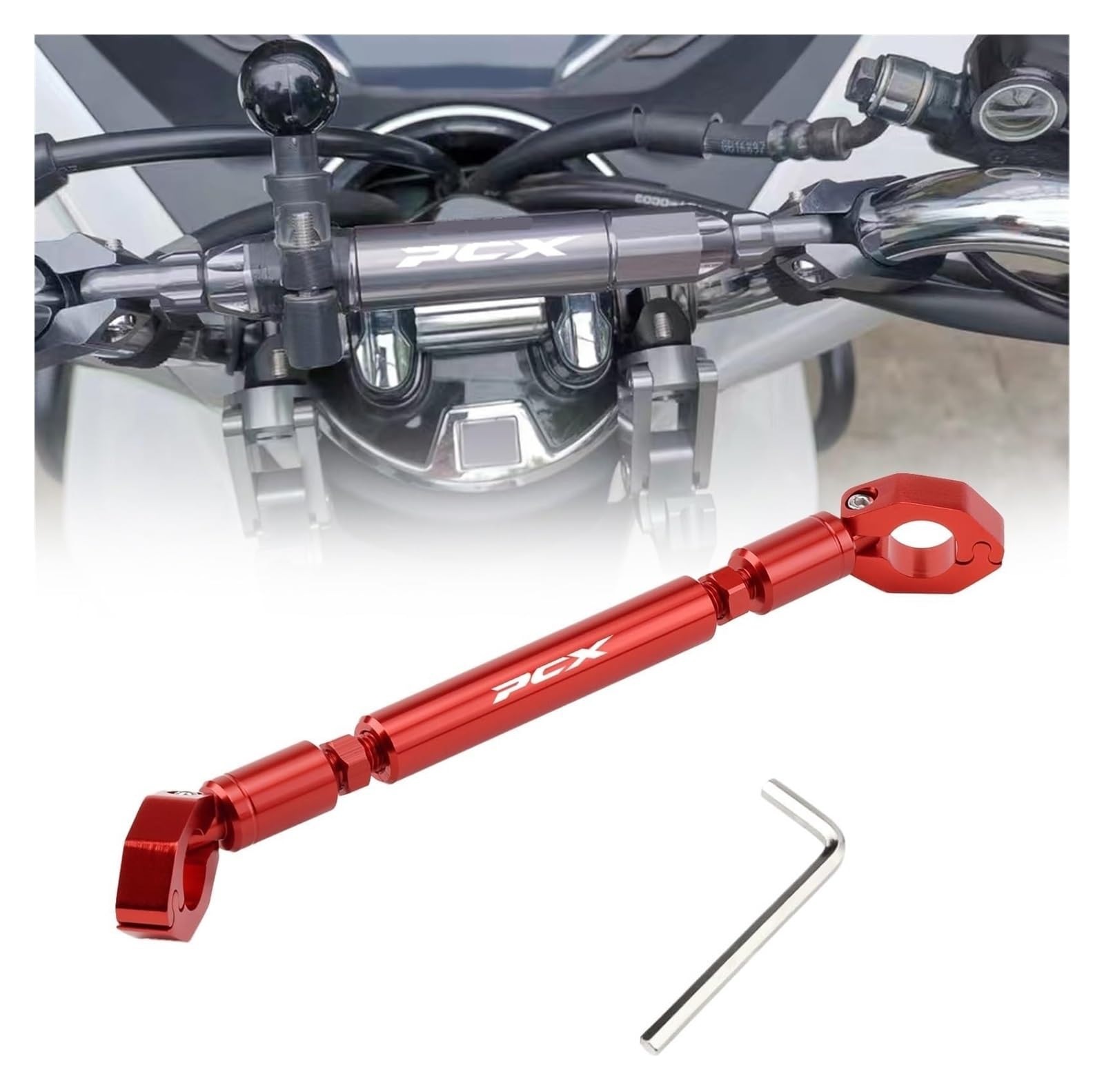 Motorrad Navigationshalterung Für PCX 125 150 160 PCX160 Motorrad Einstellbare Lenker Balance Bar Navigation Handy Halterung GPS Zubehör Navigationshalterung(rot) von BXBDEKQGL