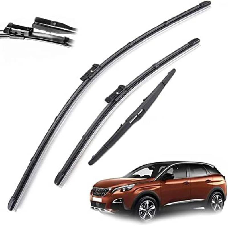 3-teiliges Auto-Frontfenster-Scheibenwischerblatt-Set 28"+16"+12", für Peugeot 3008 MK2 2017 2018 2019 2020 2021 Scheibenwischer von BXINAN