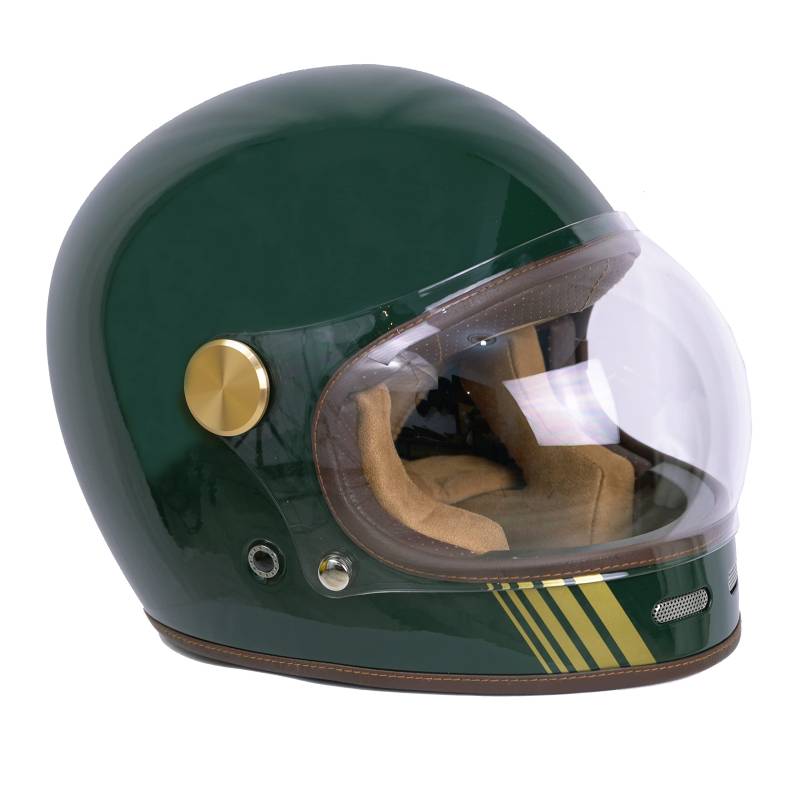 BY CITY Retro Motorradhelm Integralhelm Fiberglas, DARK GREEN, XS von BY CITY