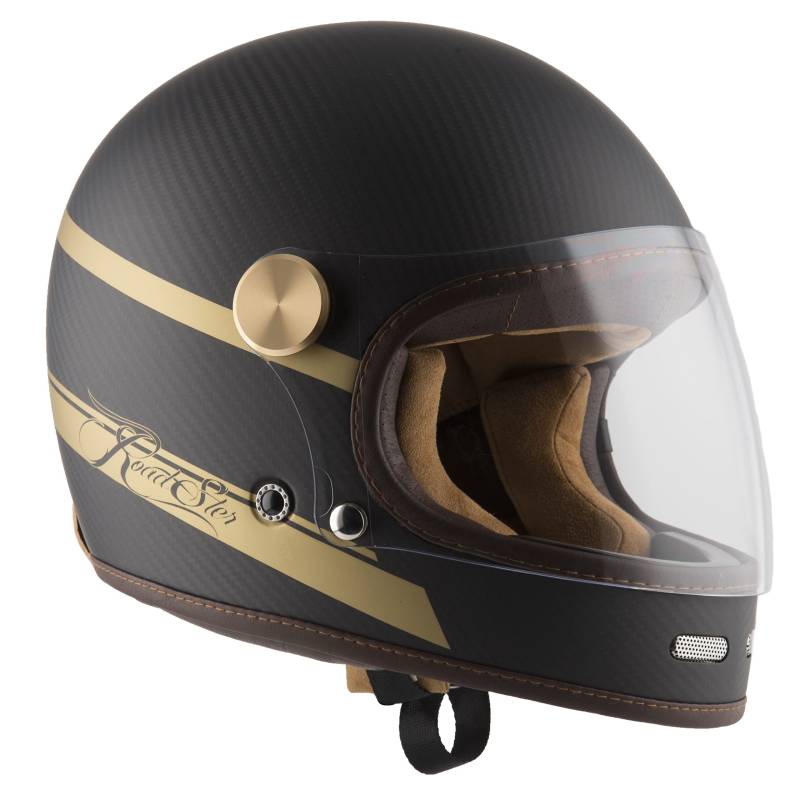 BY CITY Roadster II Carbon Retro Motorradhelm Integralhelm Fiberglas, M von BY CITY