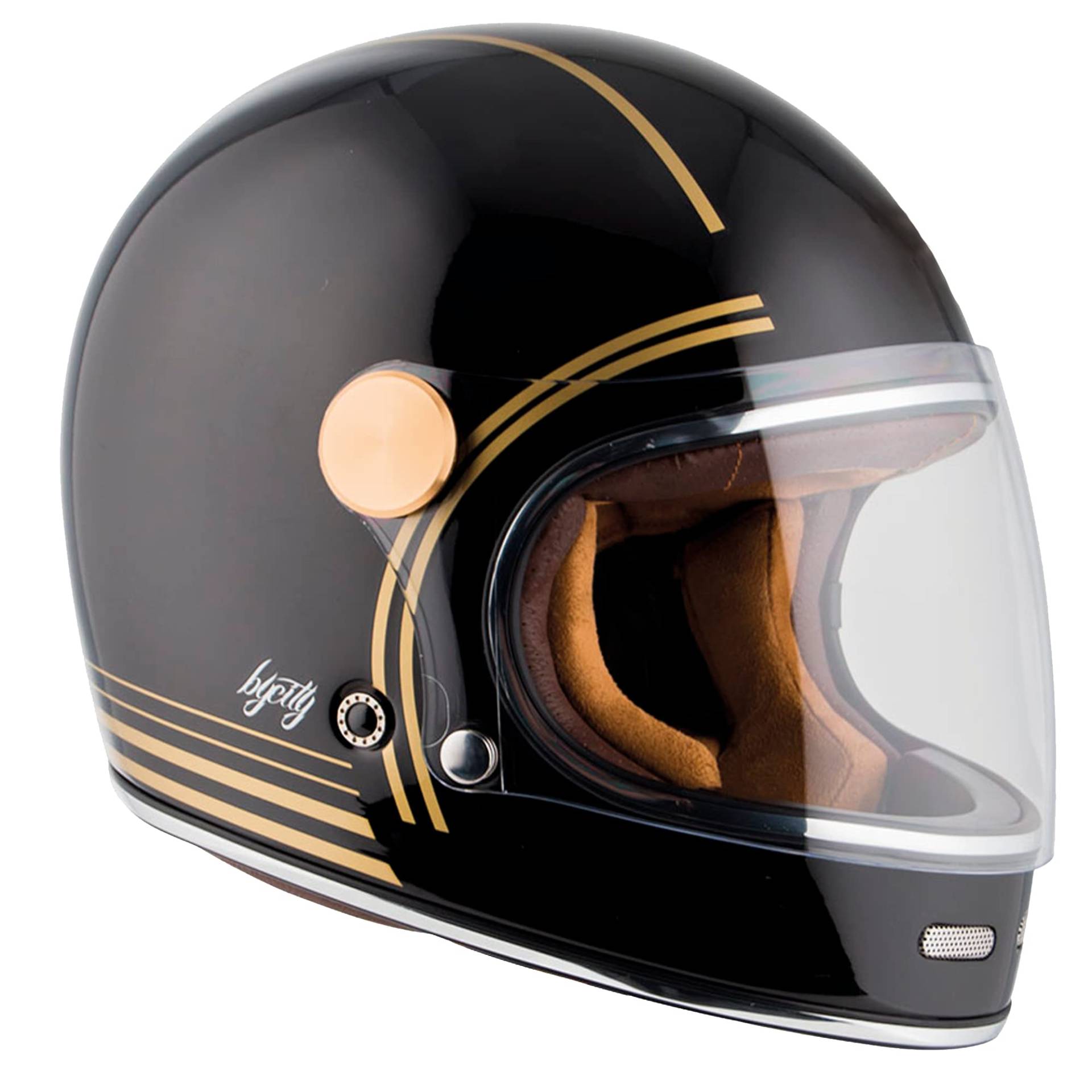 BYCITY Integralhelm Roadster Schwarz Gold Vintage Größe M von BY CITY