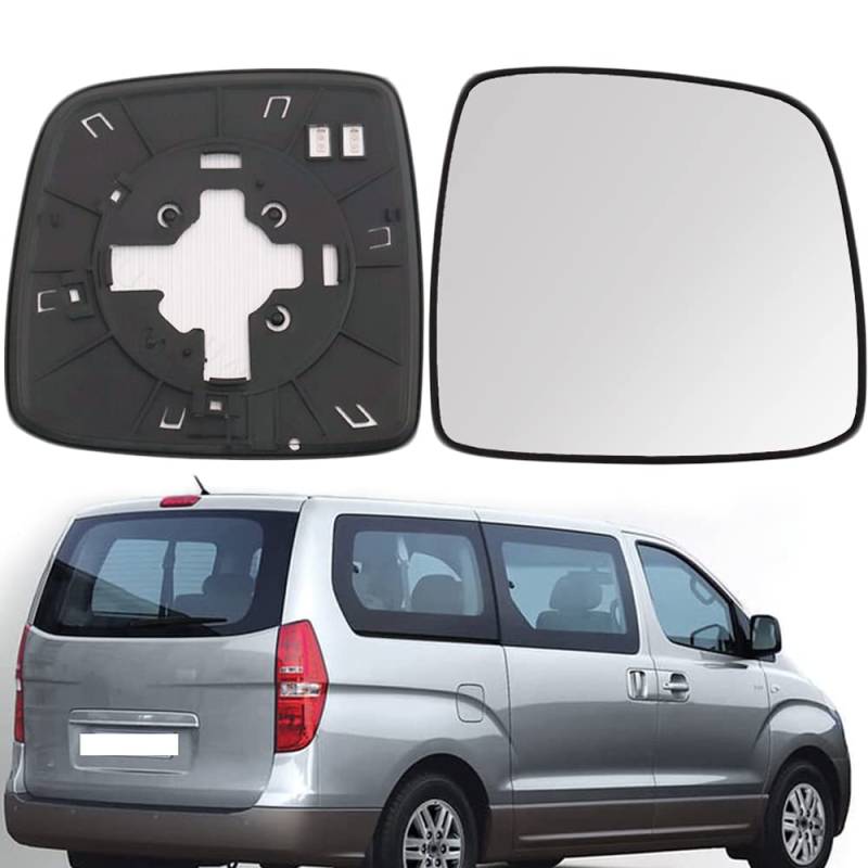 Spiegelglas Beheizbar für Hyundai H1 H-1 Grand Starex iMAX iLOAD TQ (08-18), AußEnspiegel Links Rechts AußEnspiegelglas Beifahrer Fahrerseite Ersatz, Right-White von BYBEST