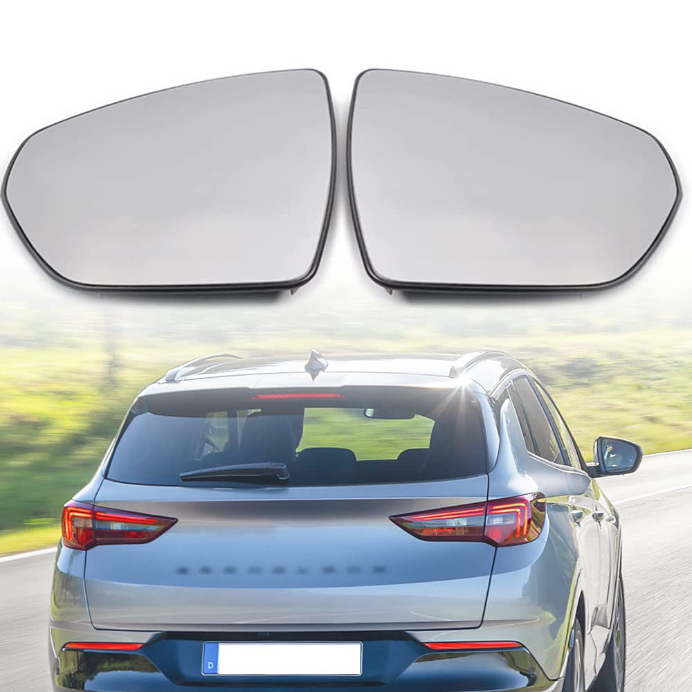 Spiegelglas Beheizbar für Vauxhall Opel Grandland X 2017-2022, AußEnspiegel Links Rechts AußEnspiegelglas Beifahrer Fahrerseite Ersatz, Right-White von BYBEST