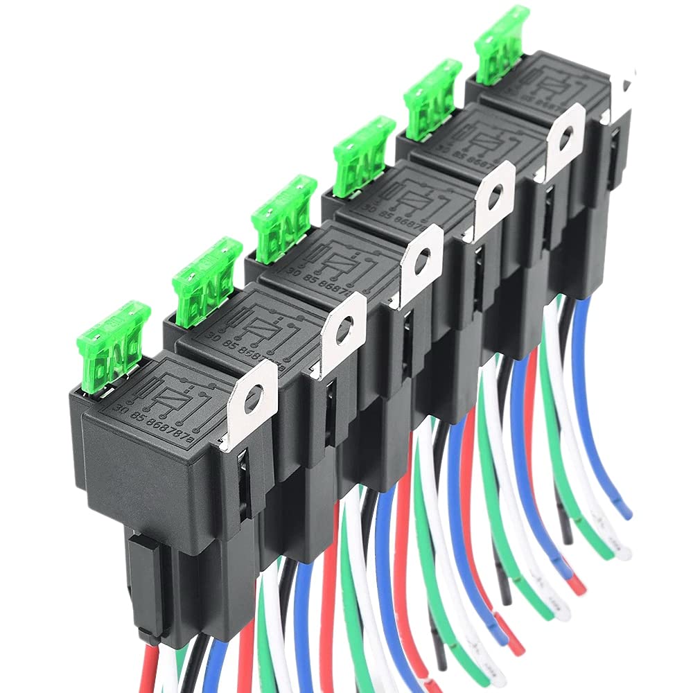 BYCUFF 6 STÜCKE 5-Pin SPST Automobil Elektrisches Relais 12V 30A Auto Sicherung Relais Schalter Kabel Baugruppe von BYCUFF