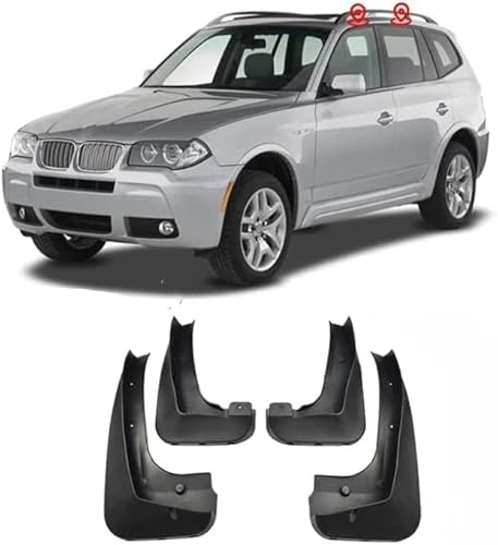 4 Stück ohne Bohren Schmutzfänger vorne und hinten Für BMW X3 E83 2006-2010, Spritzschutz vorne und hinten Karosserie-Rad-Zubehör von BYERZ