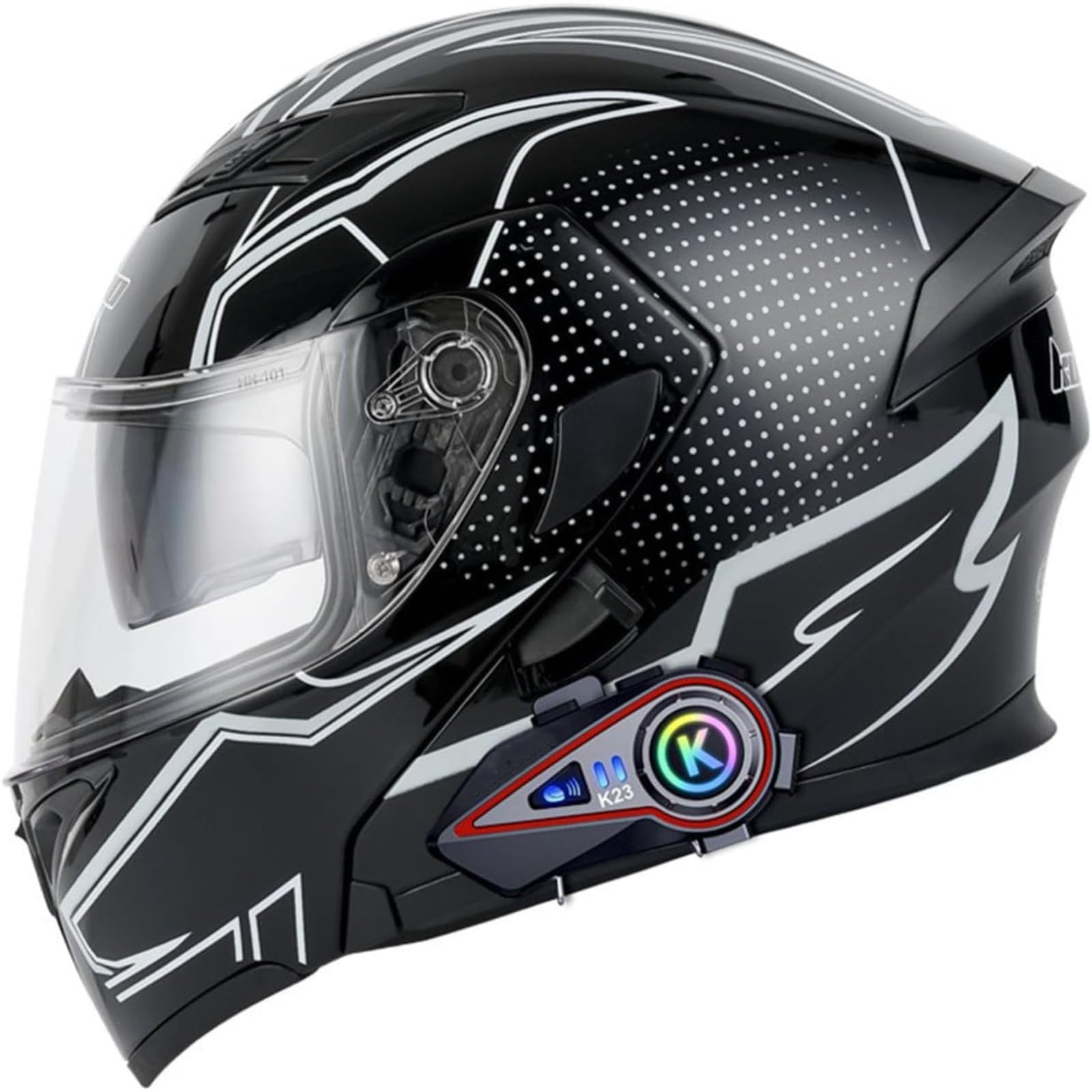 BYFHHHH Bluetooth-Klapphelm, ECE/DOT-Zertifizierter Motorradhelm, Motorradhelm Mit Doppelvisier, Integralhelm, Rennhelm, Sturzhelm Für Erwachsene, Männer Und Frauen F,XXL=63~64CM von BYFHHHH