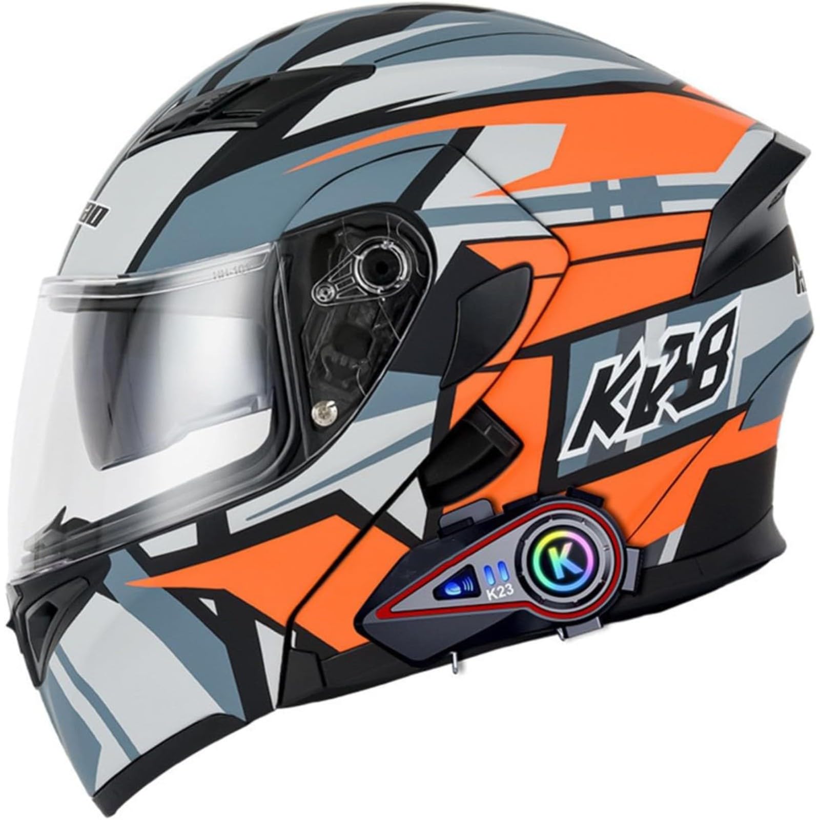 BYFHHHH Bluetooth-Klapphelm, ECE/DOT-Zertifizierter Motorradhelm, Motorradhelm Mit Doppelvisier, Integralhelm, Rennhelm, Sturzhelm Für Erwachsene, Männer Und Frauen G,L=59~60CM von BYFHHHH